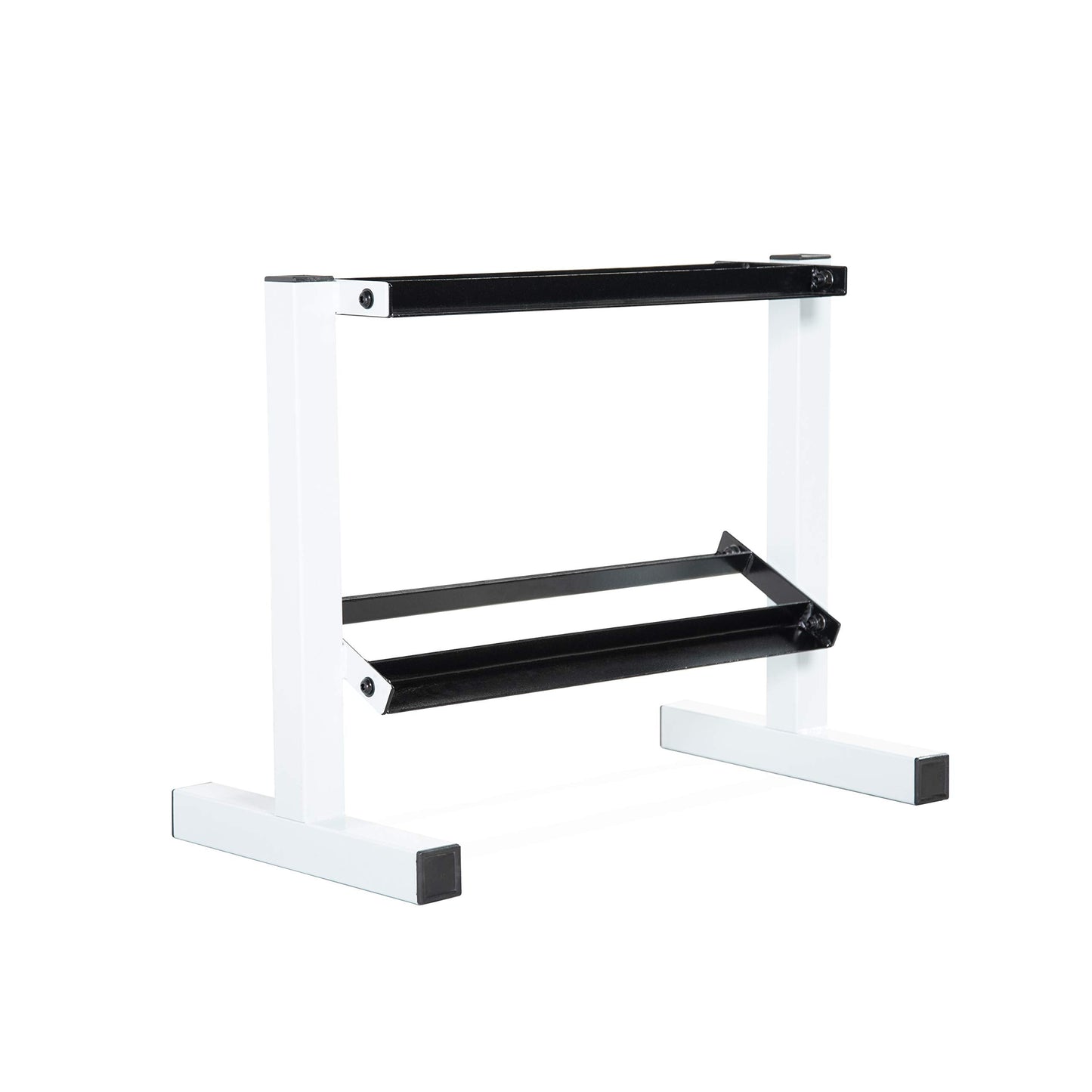 CAP White 24-Inch Dumbbell Storage Rack for Home Gym, 2-Tier Heavy-Duty Steel Weight Rack for Hex Dumbbells, Holds 5lb - 25lb Pairs