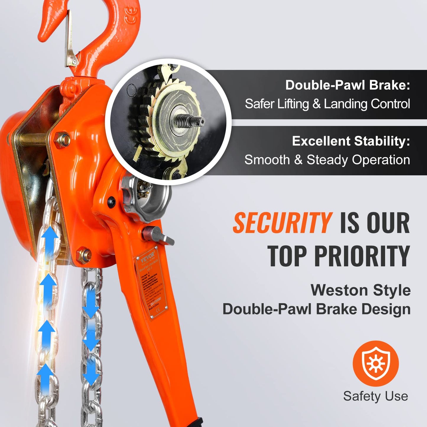 VEVOR Manual Lever Chain Hoist Bundle, Includes 3 Ton 6600 lbs 20 FT and 3/4 Ton 1650 lbs 10 FT Come Alongs, G80 Galvanized Carbon Steel with Weston Double-Pawl Brake