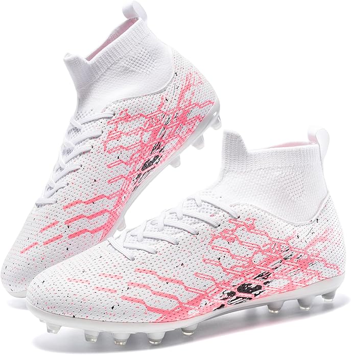 Unisex Soccer Cleats Lightweight No-Tie Lacing System Multi-Surface Football Shoes with Ankle Support for Beginners to Advanced Players