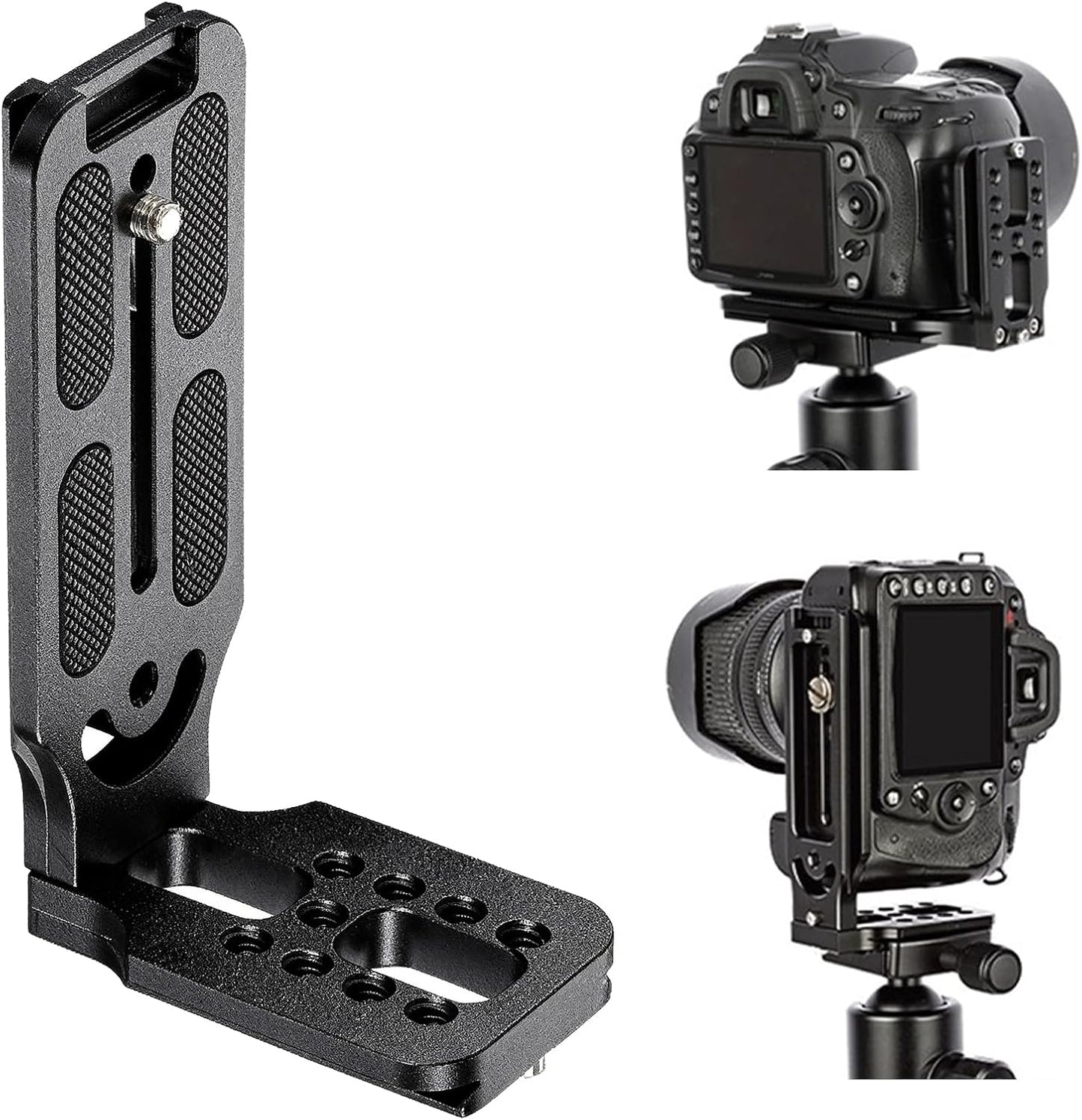 Uelkr 1/4" DSLR Camera L Bracket Quick Release Plate Vertical Horizontal Switching Tripod with Screw, Camera Mount