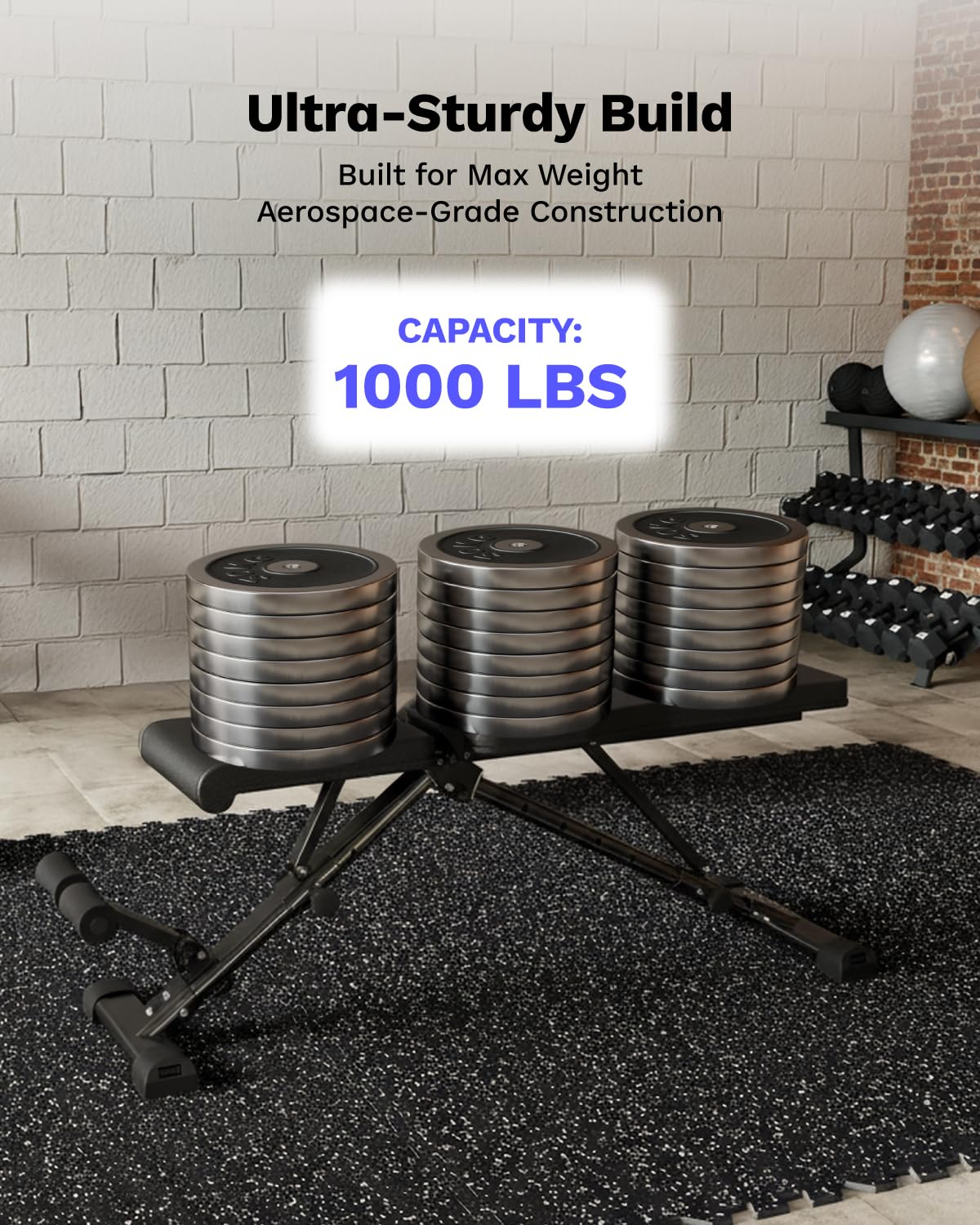 AIRHOP Upgraded Adjustable Weight Bench, Bench Press Full Body Workout, Quick Fold Space Saving, Workout Bench for Home Gym Strength Training