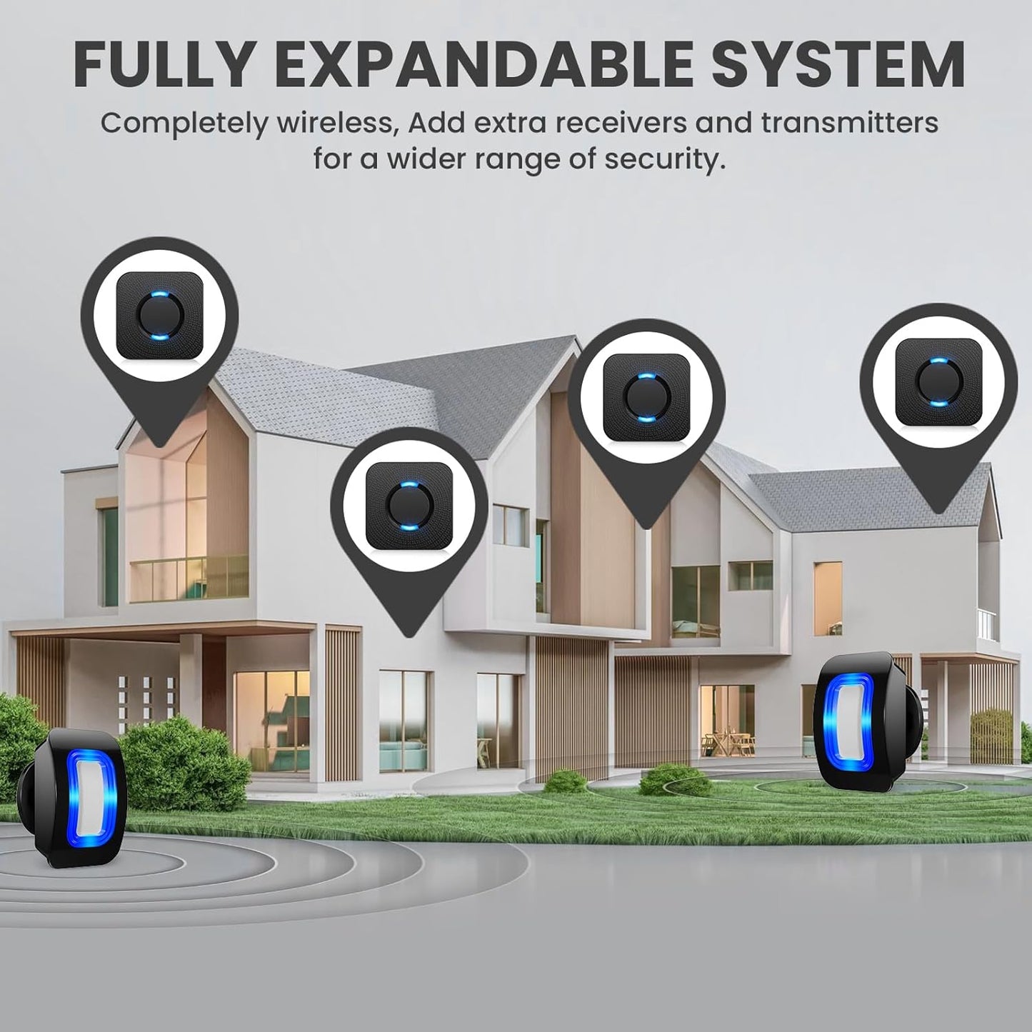 COTINSE 500 Wireless Motion Sensor LED Light - Motion Detector Alarm Chimes Door Sensor with FT Range Security Alert