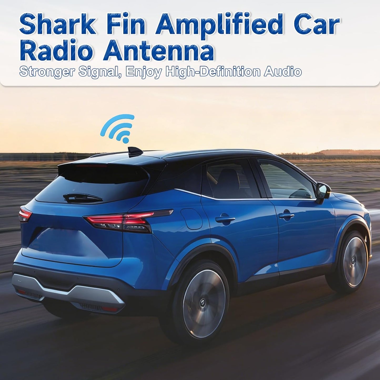 SZSAUTO 12V Shark Fin Amplified FM AM Car Radio Antenna, Vehicle Roof Mount Replacement Antenna with Power Wire for Car