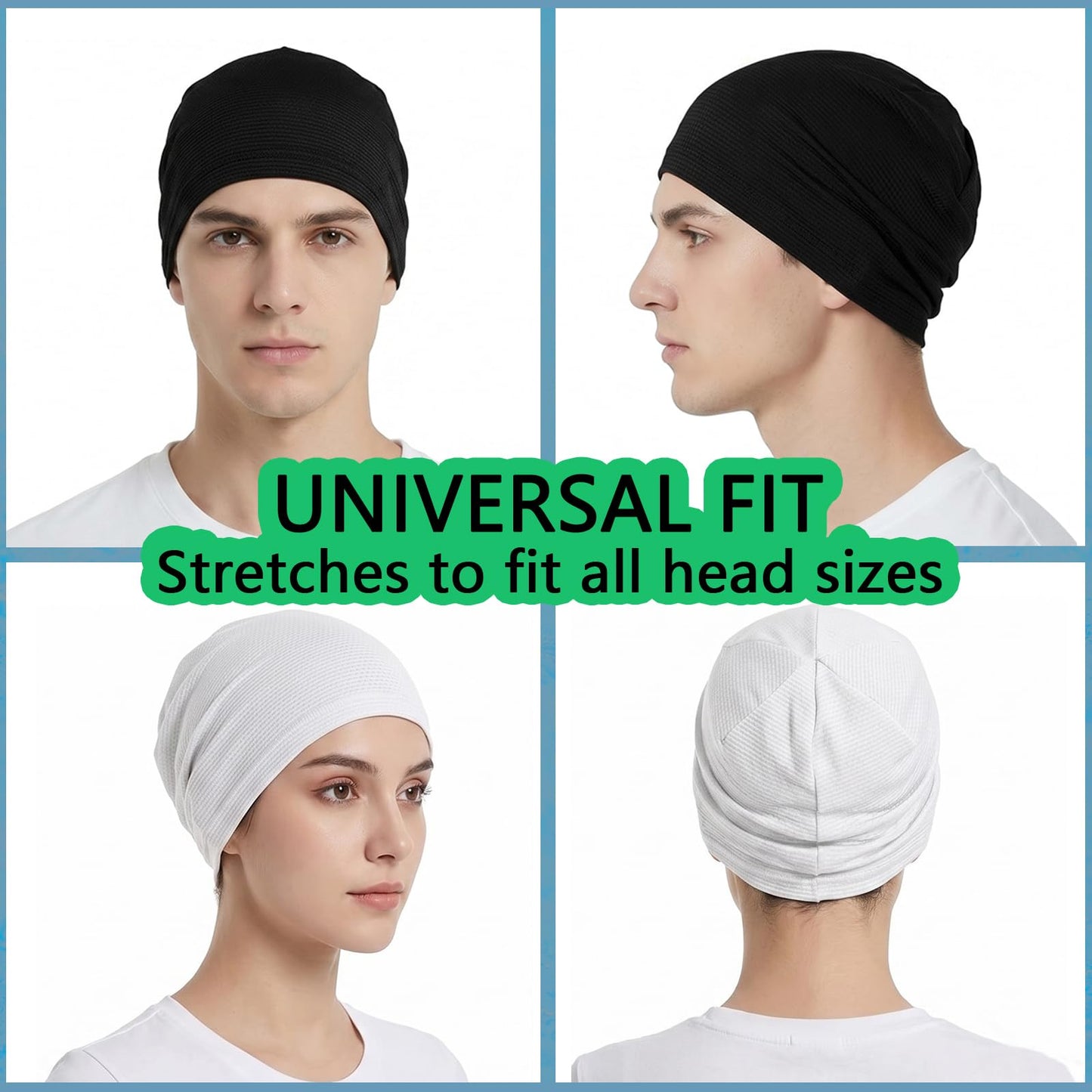 Gainlove 2 Pack Cooling Skull Caps for Men & Women, Breathable 3D Mesh Sweat Wicking Running Hat for Cycling Helmet & Hard Hat Liner