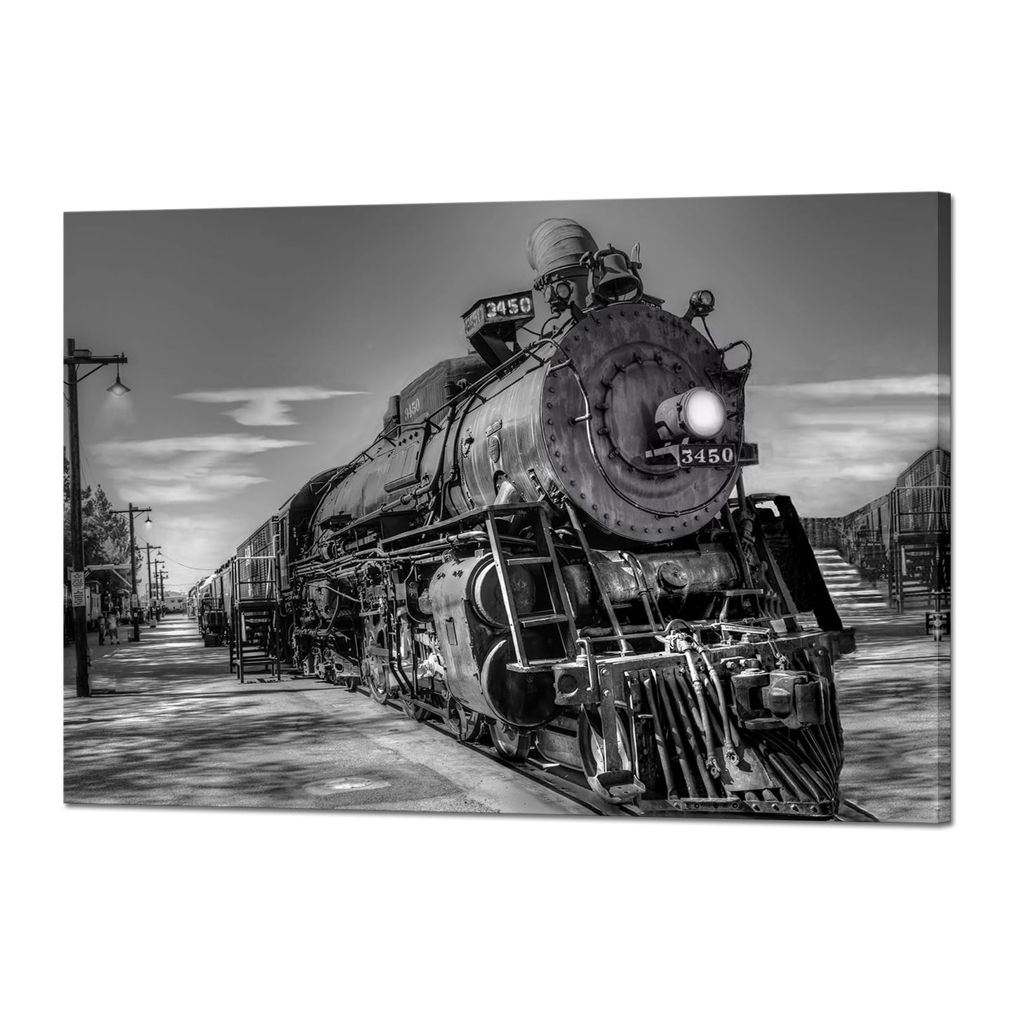 DuoBaorom Black and White Wall Art 24x36 inches Vintage Steam Trains Picture