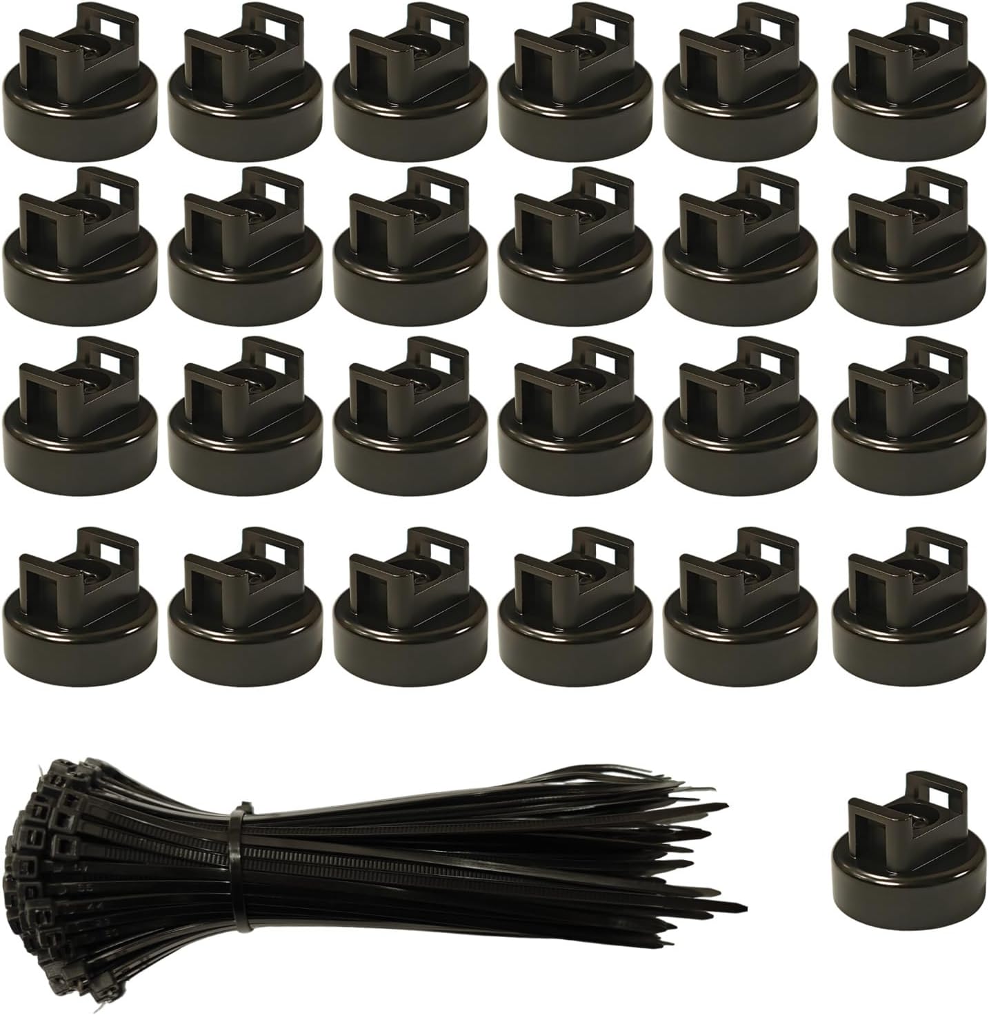 Ziuipuv 25 100 Magnetic Cable Zip Tie Mounts, Pcs Magnets with Pcs Cable Zip Ties, Multipurpose Cable Holder Magnets