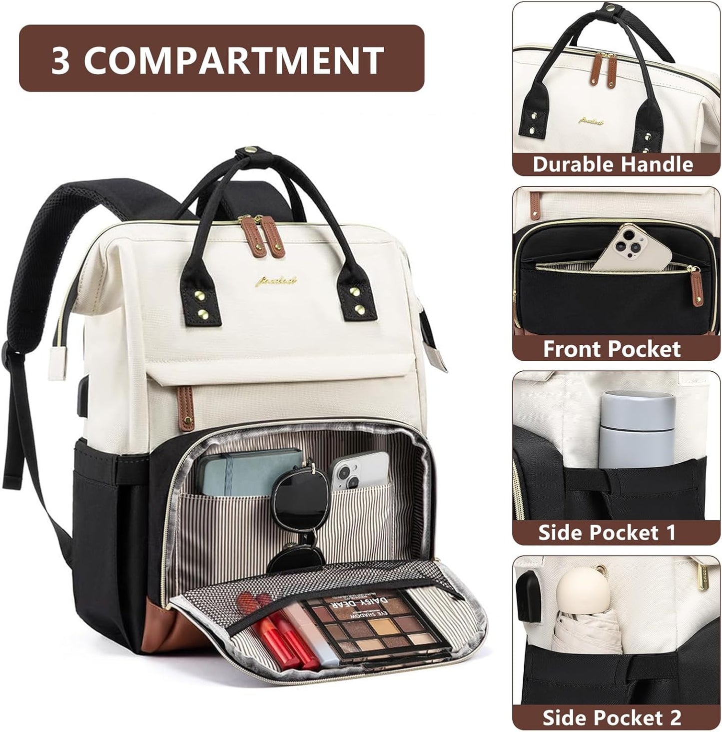 Backpack 15.6 inch Backpack Backpacks Backpack Focdod for Women Work Bags: Laptop Purse with USB Charger College