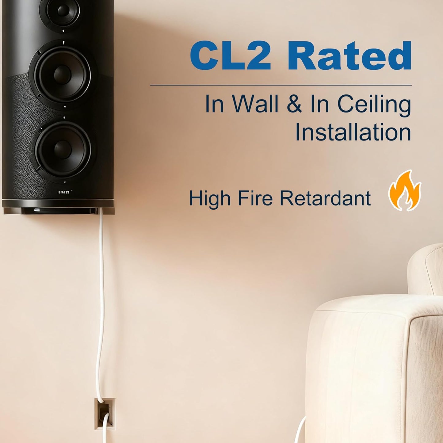 14/4 50 4 CL2 HiFind Gauge AWG Outdoor Speaker Wire Bulk FT, LLDPE UV Resistant Low Voltage CCA Conductors Cable