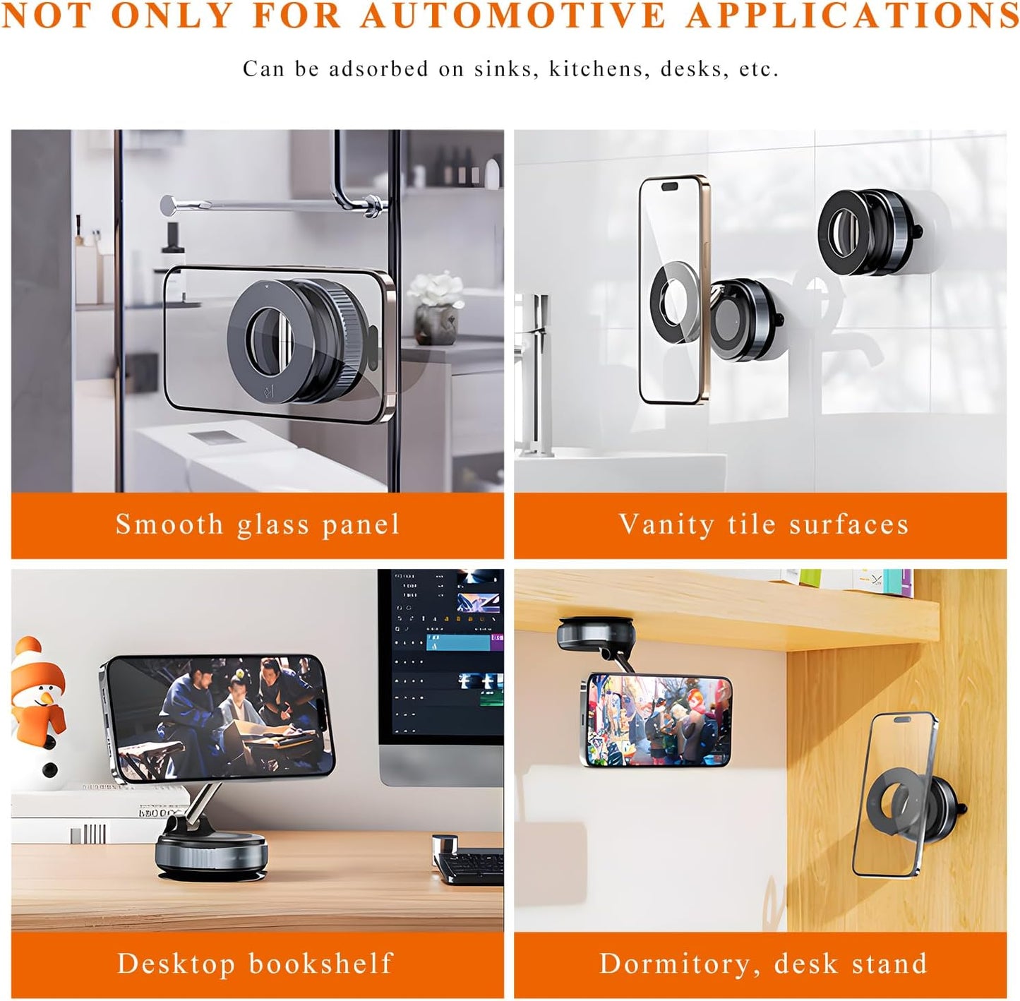 BWBWND 360 Vacuum Magnetic Car Phone Holder, Adjustable Magnetic Vehicle Cellphone Stand Portable Phone Holder
