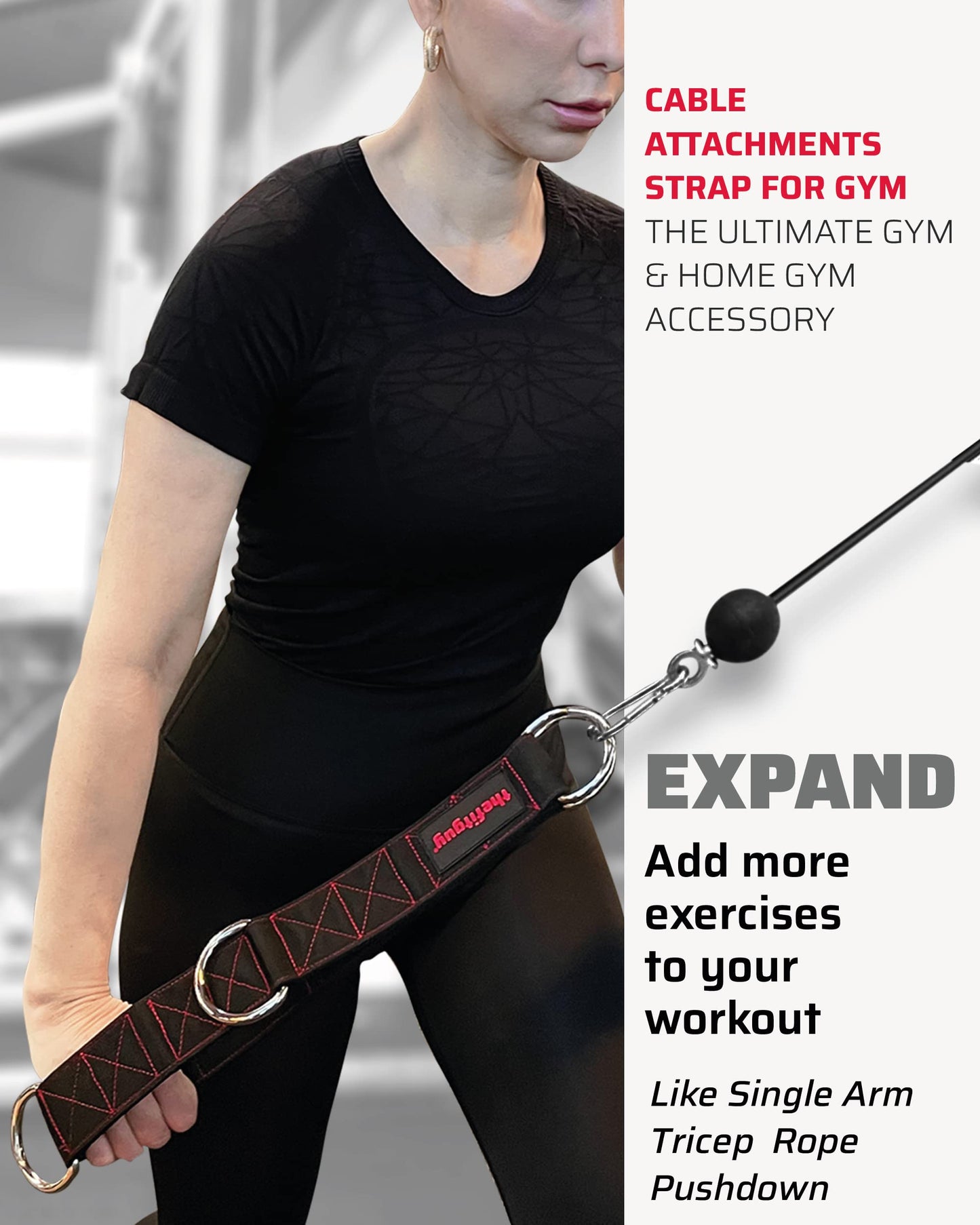 THEFITGUY Gym Multifunctional Extension Strap (Single) - for Cable Attachments, Pulley Machines, Rows - Add New Exercises and Grips to Your Workout, Heavy Duty, 5 Lengths Options