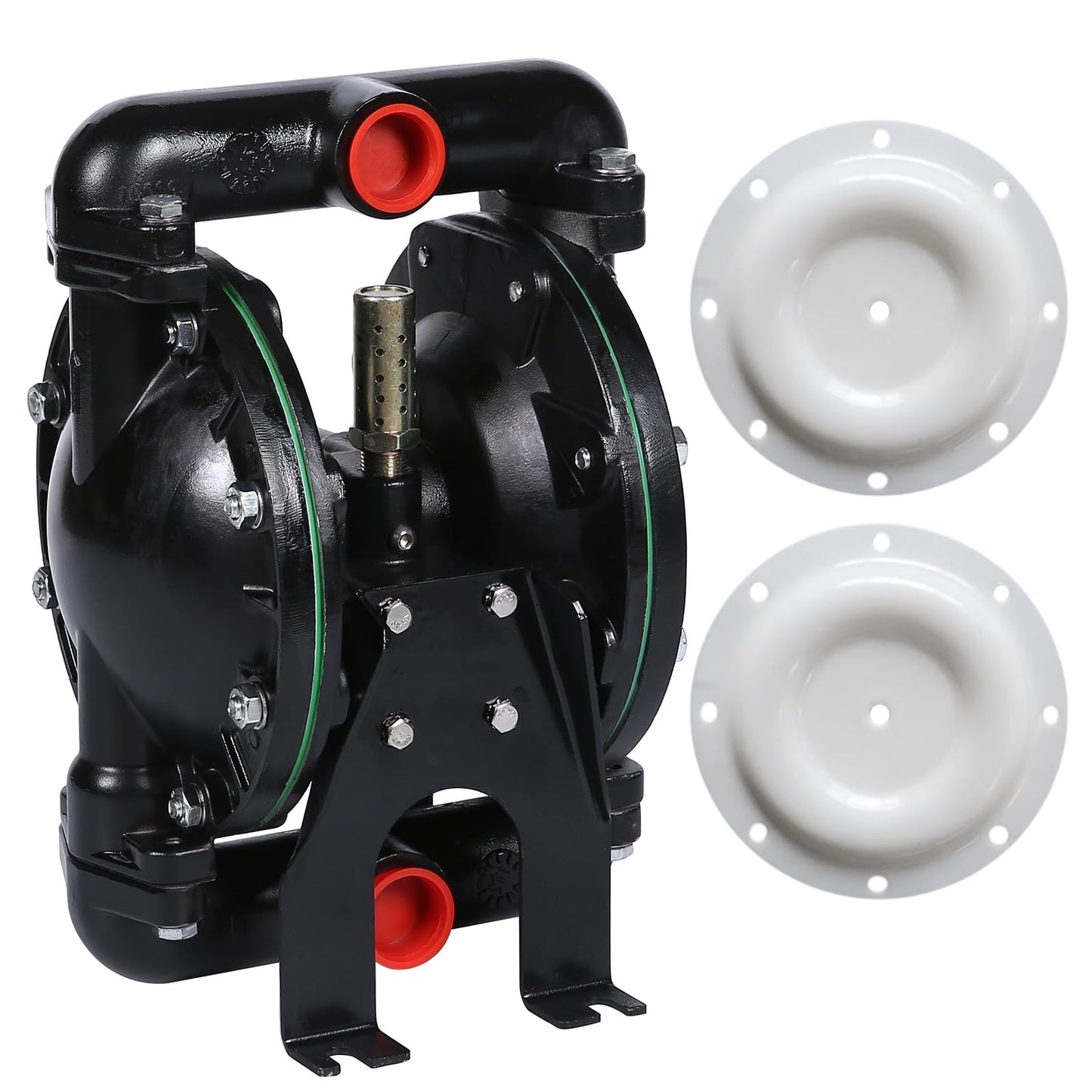 Air Operated Double Diaphragm Pump 1 inch Inlet/Outlet Pneumatic Waste Oil Transfer Pump for Chemical QBY4-25 35 GPM Dual Diaphram Polypropylene Teflon by Stainless Steel Iron 115 PSI