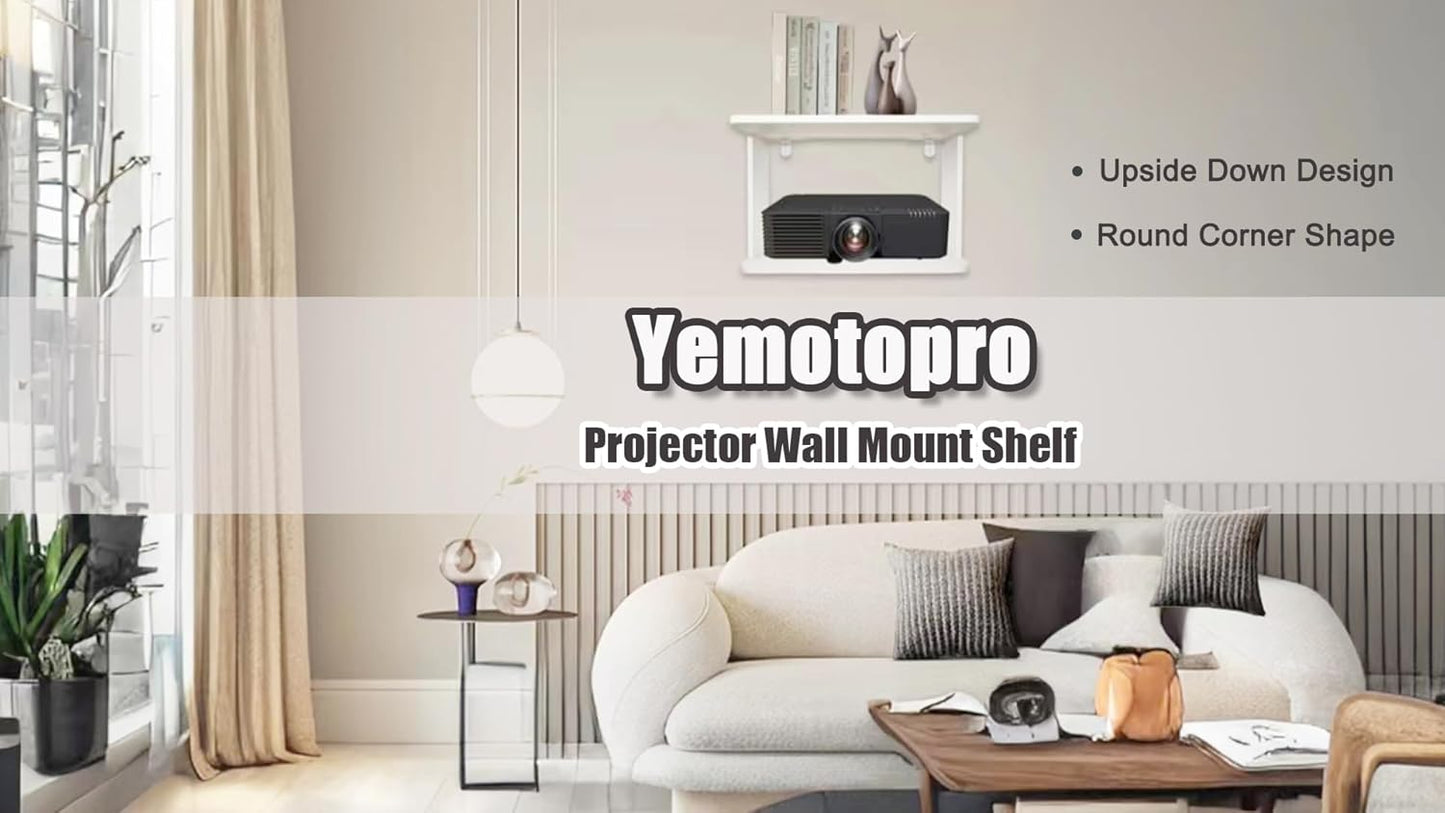 Yemotopro 2 Projector Shelf for Wall Thickened Big Space Heat Dissipation Layers Shelf for Projector, WiFi Router