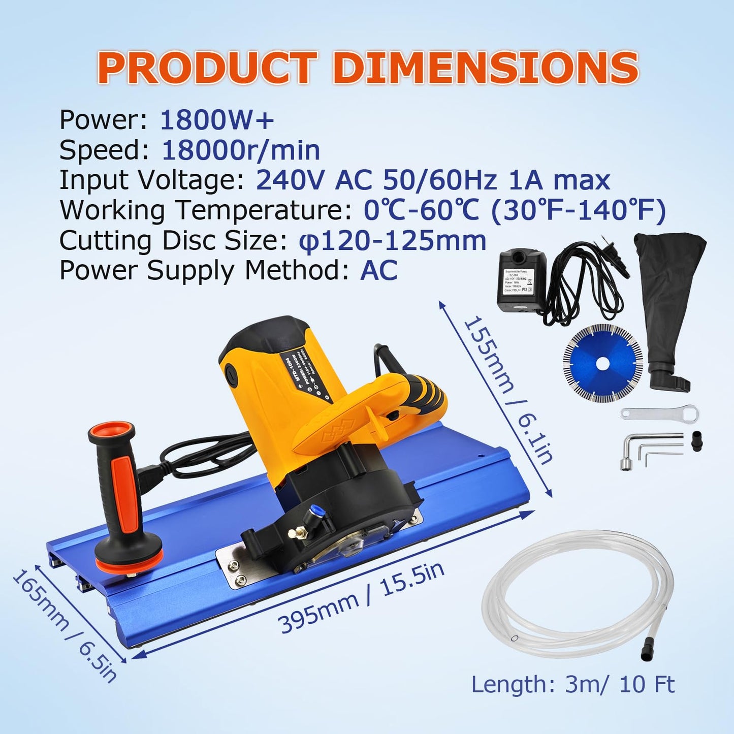 1800W 18000RPM Tile Charmfer Cutter, 43° Angle Tile Edge Beveling Tool with 16-Roller Base, Chamfer Machine with Water Cooling, Tile Edge Cutter, Tile Chamfering Machine Ceramic Tile Chamferer