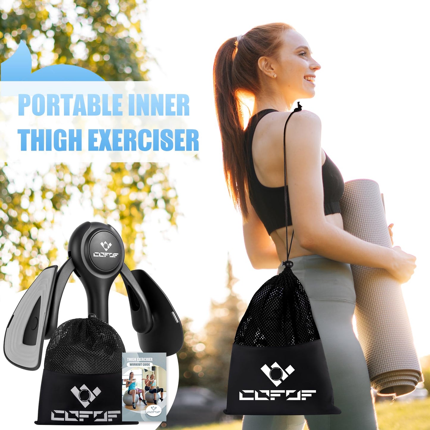 Thigh Trainer for Women, 15-70LB Adjustable Resistance Inner Thigh Exerciser for Pelvic Floor Muscle Repair, Thigh Trainer Kegel Exercise for Shaping, Yoga & Weight Loss at Home Gym - Black Gray