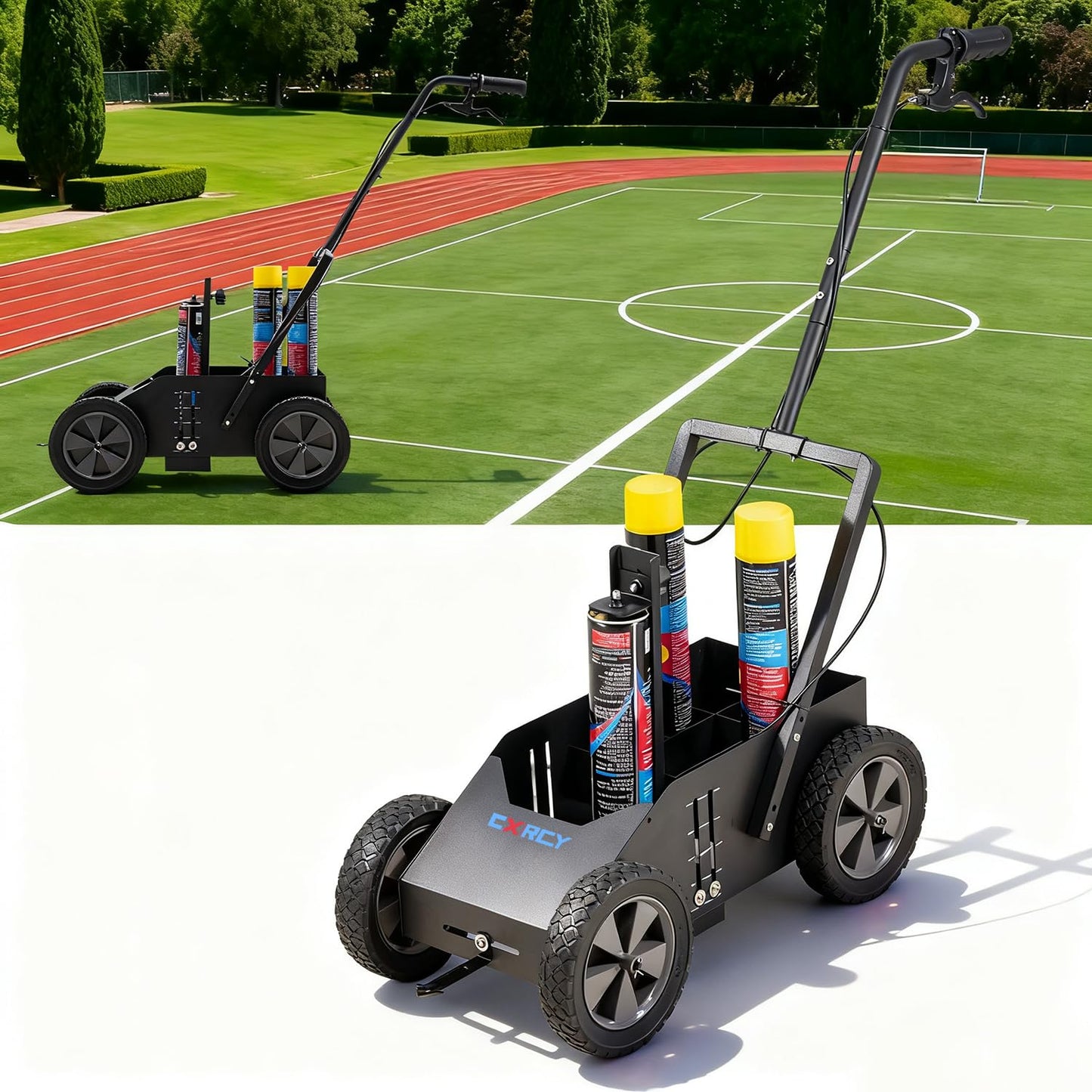 CXRCY High-Performance Parking Lot Striping Machine, Compatible with Inverted Marking Spray Paint, Striping Line Marking Machine for Fast and Accurate Marking, Line Striper - Black