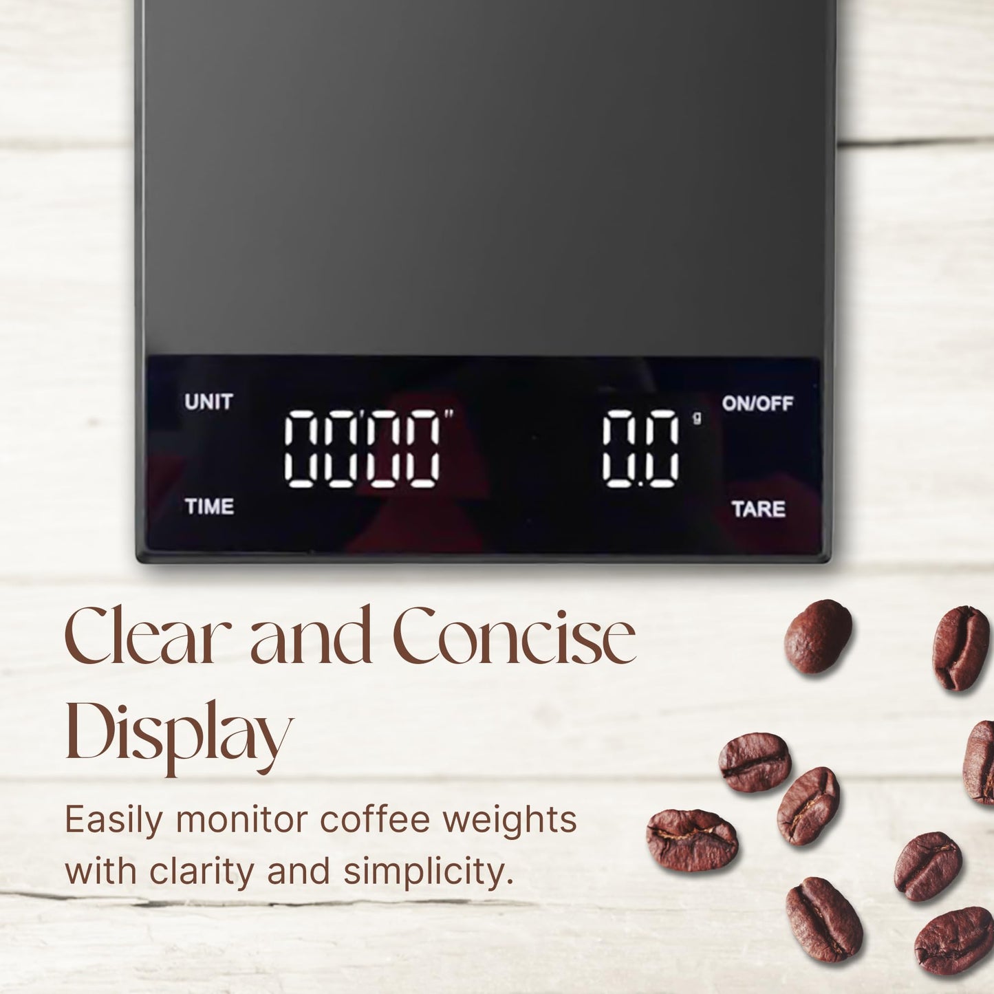 ZAKTAB Coffee Scale with Timer - High Precision Gram Scale, 3KG Capacity, 0.1g Division, Touch Button, Heat Resistant, Timer Function, Zero/Tare, Overload & Low Power Indicator, Auto Off