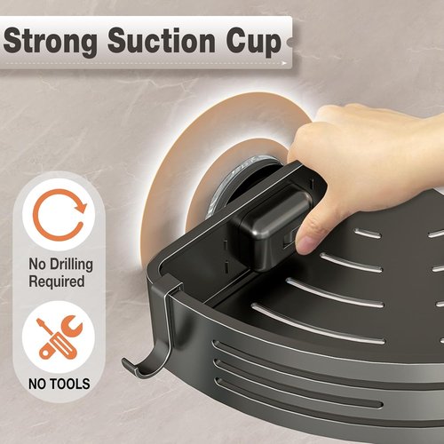 Conworld Corner Shower Caddy - Suction Cup Organizer for Bathrooms | No-Drill Aluminum Shelf (2-Pack, Gunmetal Gray)