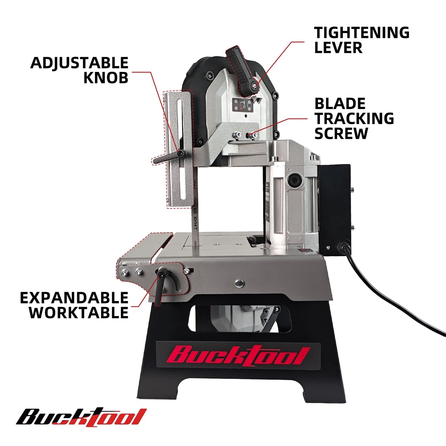 Bucktool 5" Variable Speed Metal Band Saw, 1.5HP 10A Benchtop Bandsaw with 137–472 FPM Speed Control, 5" Cutting Capacity, Adjustable Work Table & Extension Table for Metal Cutting