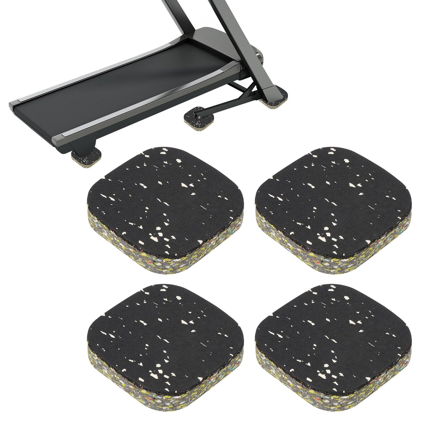 PATIKIL 4 Pcs Treadmill Mat Pads, 4x4x0.8 High Density Foam Anti Vibration Pad Sound Proof Floor Mat Exercise Equipment Mat for Carpet Protect Noise Reduction Home Gym, White
