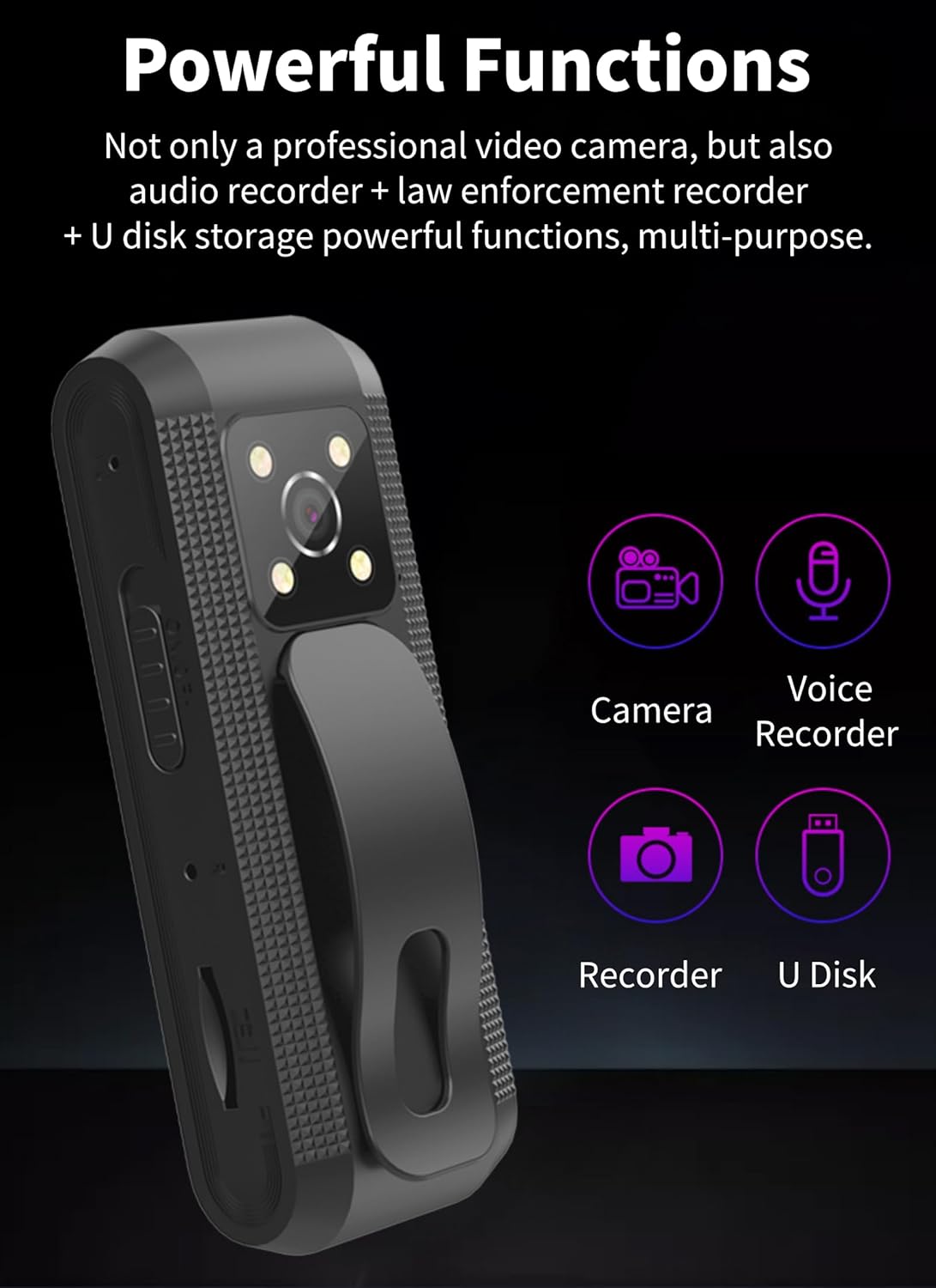 Diyeeni 1080P Body Camera with Audio and Video Recording, HD Body Cam with Auto Night Vision, Motion Detection