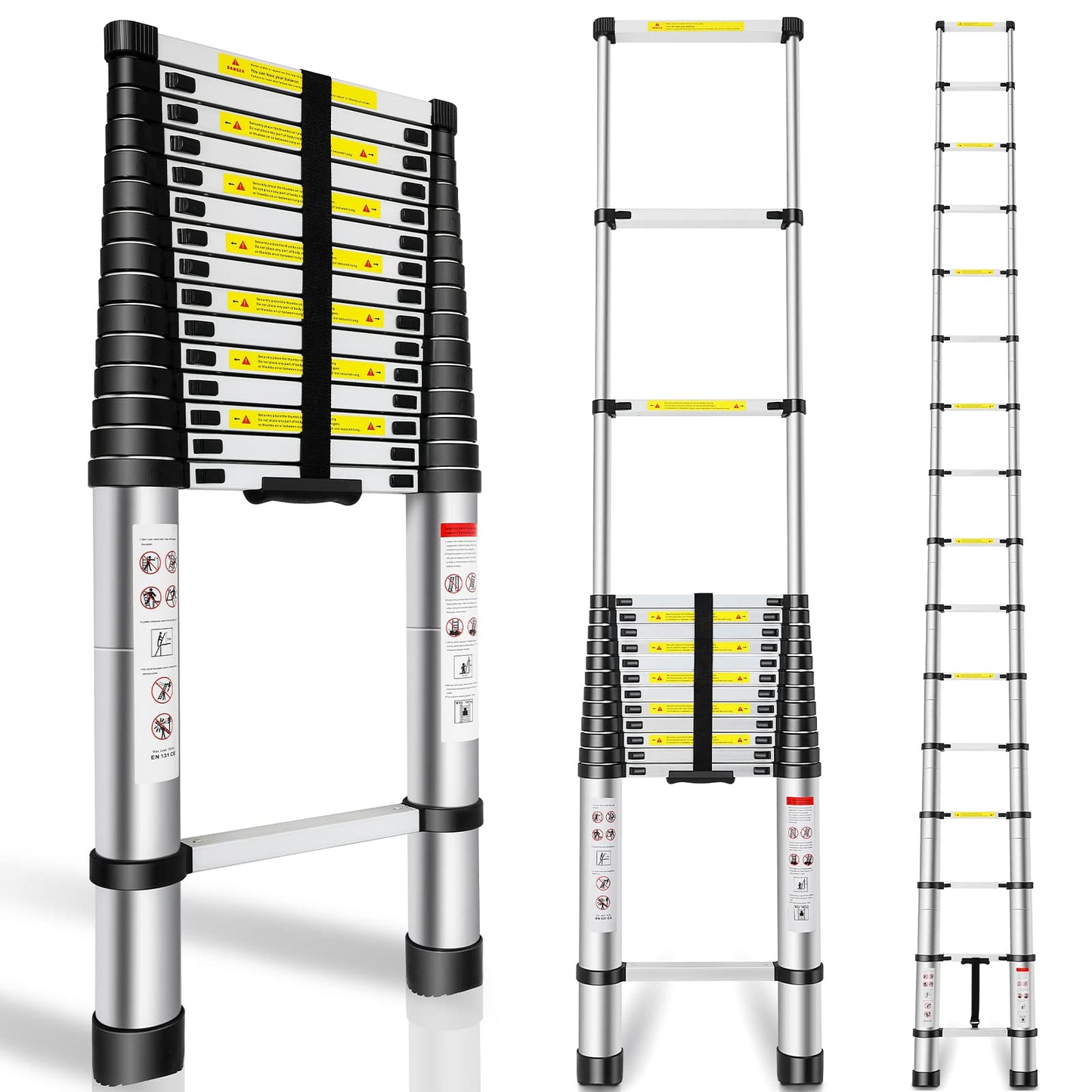 Telescoping Ladder 20.3FT, Telescopic Extension Ladder, Aluminum Alloy Folding Ladder Portable Multi-Purpose for Indoor Outdoor Work, Heavy Duty 330 lbs Load