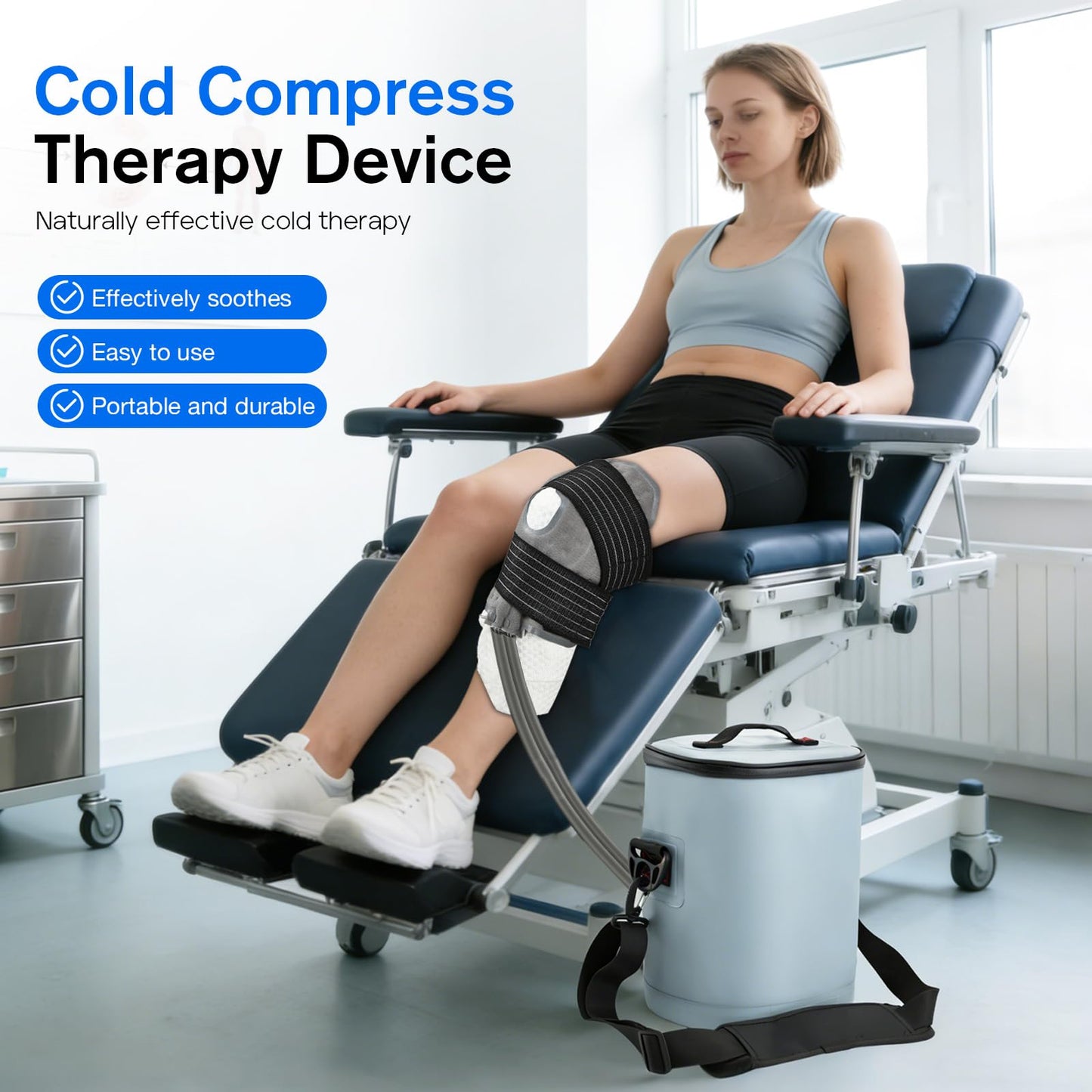 Portable Ice Machine for Knee After Surg – Customizable Knee Cold Therapy Machine with 6 Timer & 5 Flow Settings, 15 Quart Insulated Bucket, Ergonomic Fit, Ultra-Quiet Pump for Swelling Relief