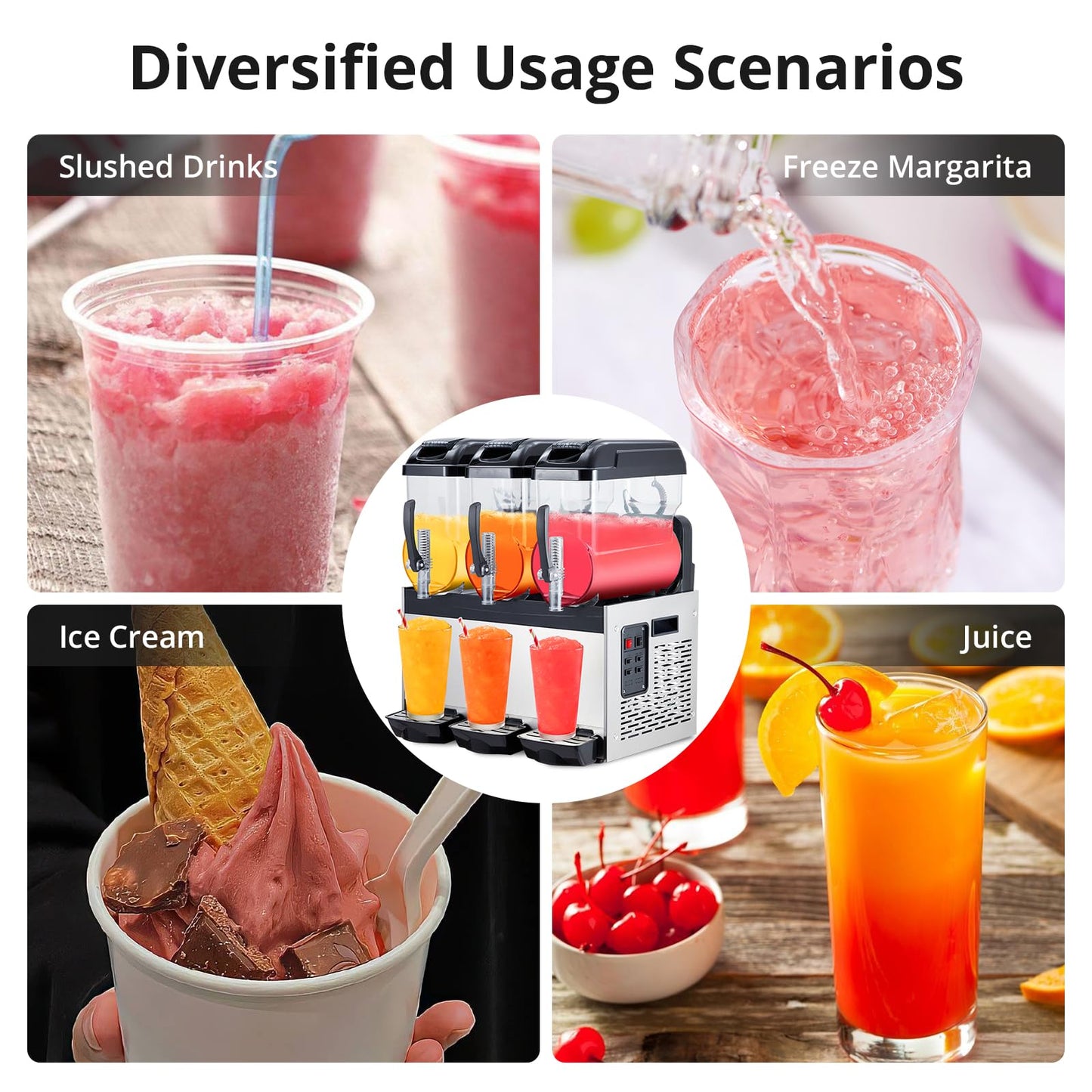Garvee Commercial Slushy Machine, 36 L/9.6 gal Frozen Drink Margarita Machine Smoothie, Self-Cleaning, 860W Stainless Steel Slushy Machine for Snow Melts, Cocktails, Homes, Coffee Shops, Restaurants