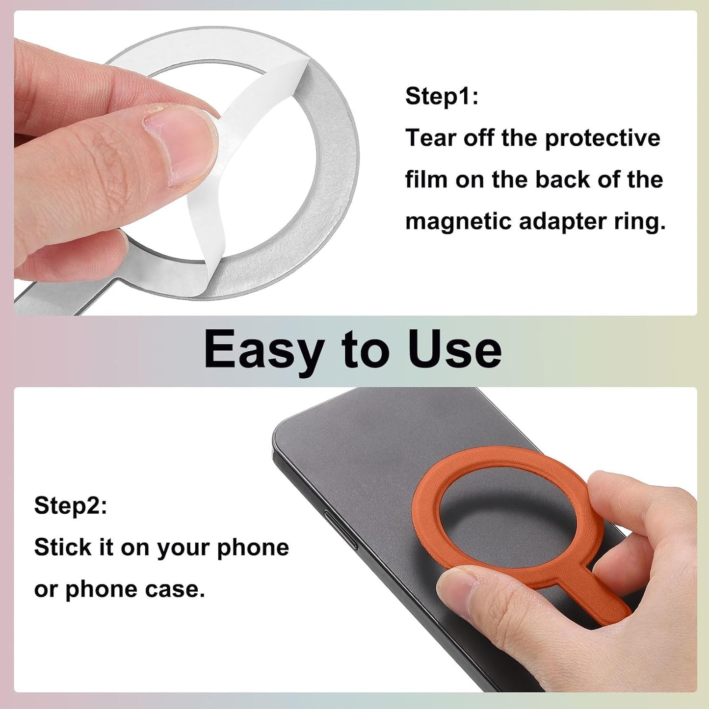 2Pcs uxcell Magnetic Adapter Ring, Magnetic Sticker Ring Leather Universal Magnet Wireless Charging Conversion Kit