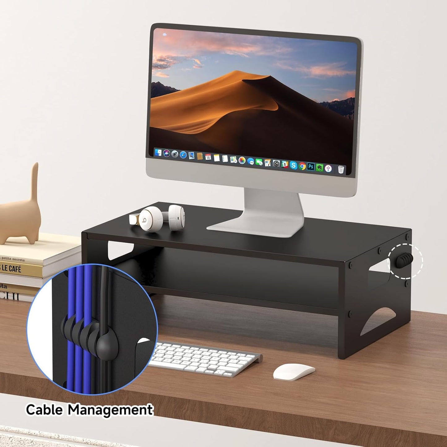 16.5 9.3 5.6 Pholiten Monitor Stand Riser, Desktop Stand, Computer Stand, Ergonomic Design, Two-Level Design, Desktop