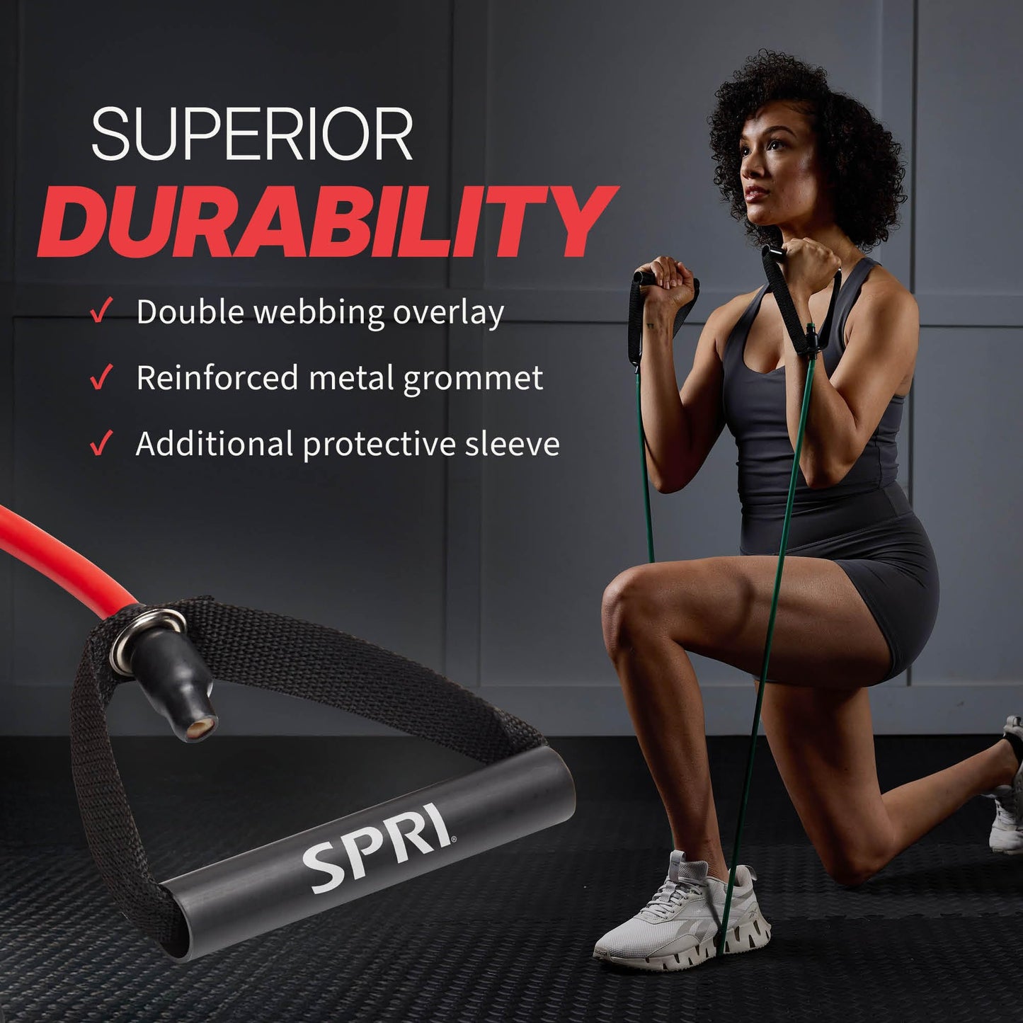SPRI Xertube Resistance Bands with Handles – All Exercise Cords Sold Separately with Home Gym Workout Fitness Door Anchor Attachment Option