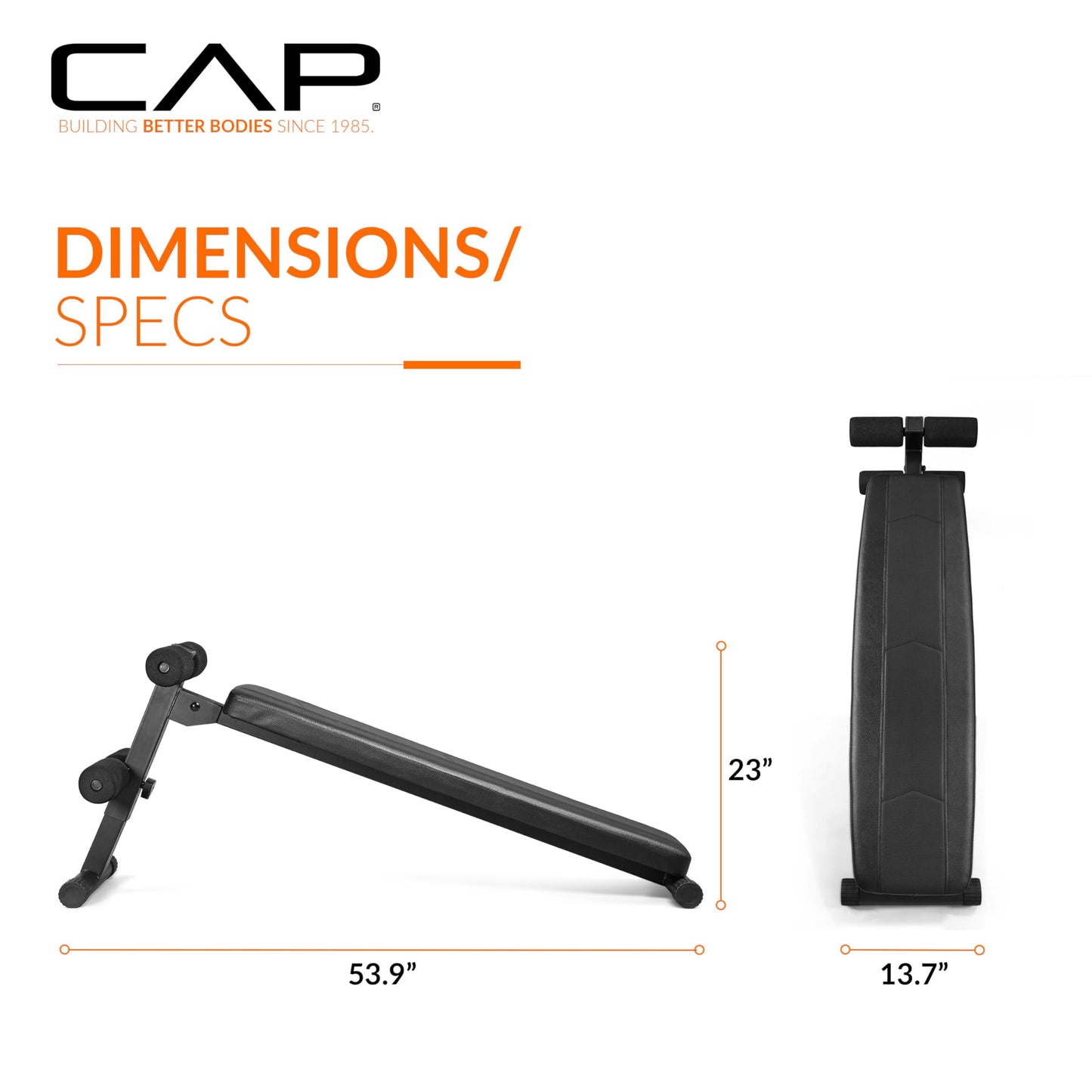 CAP Barbell Sit Up Bench – Adjustable Decline Ab Bench for Home Gym – Multi-Purpose Slant Board for Core Strength, Sit-Ups, and Full-Body Workouts