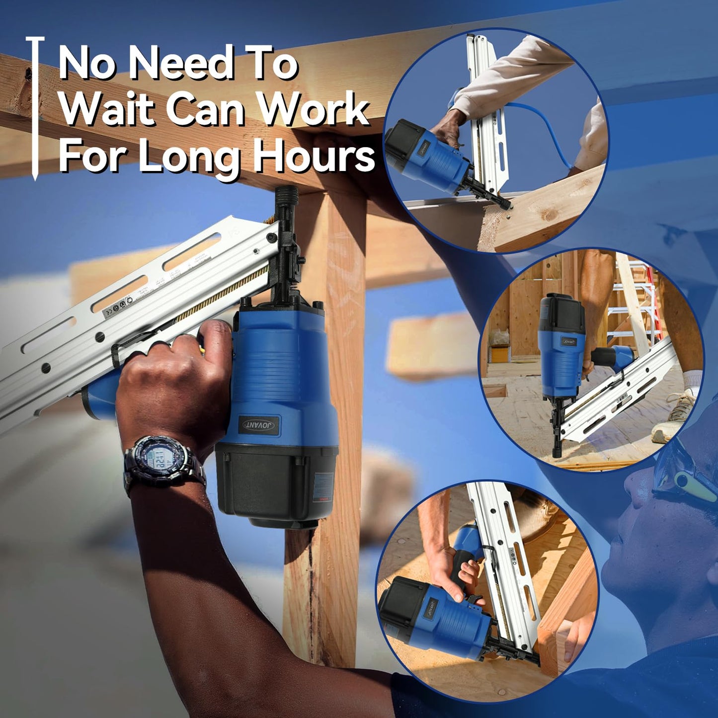 JOVANT Pneumatic Framing Nailer,Pro Preferred Brand of Pneumatic Nailers,Accepts 30-34 Degree 2-Inch to 3-3/8-Inch Offset Round Paper Collated Nails.Finishing Nails Ideal for Framing、Flooring