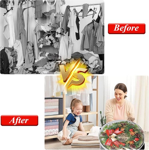 6 Pack Wreath Storage Container - 30" Wreath Storage Bag with Sturdy Handles for Comforters & Bedding