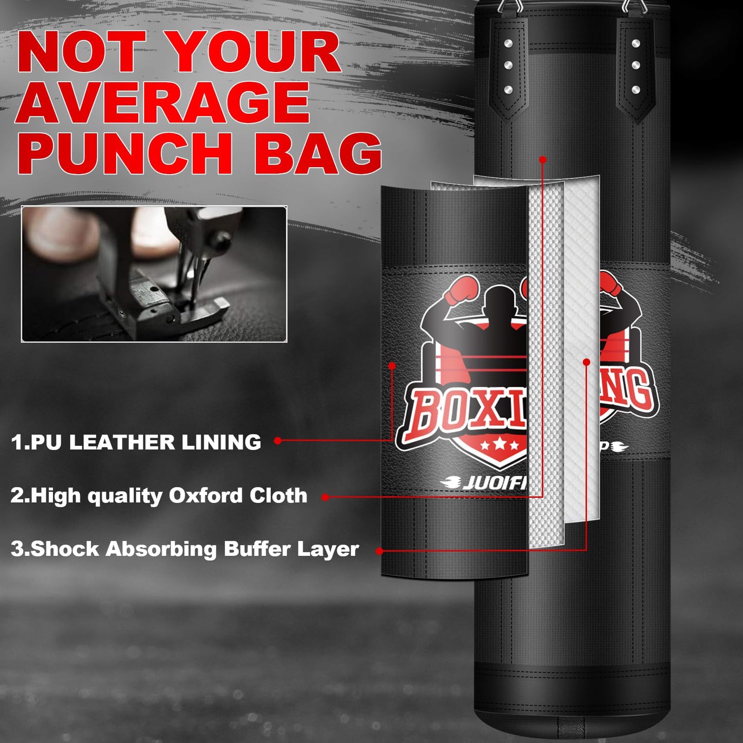 Punching Bag Set for Adults, 4FT Oxford Heavy Boxing Bag Set with 12 OZ Boxing Gloves, Suitable for MMA Karate Kickboxing Boxing Muay Thai Training at Home or Gym - Unfilled Heavy Bag