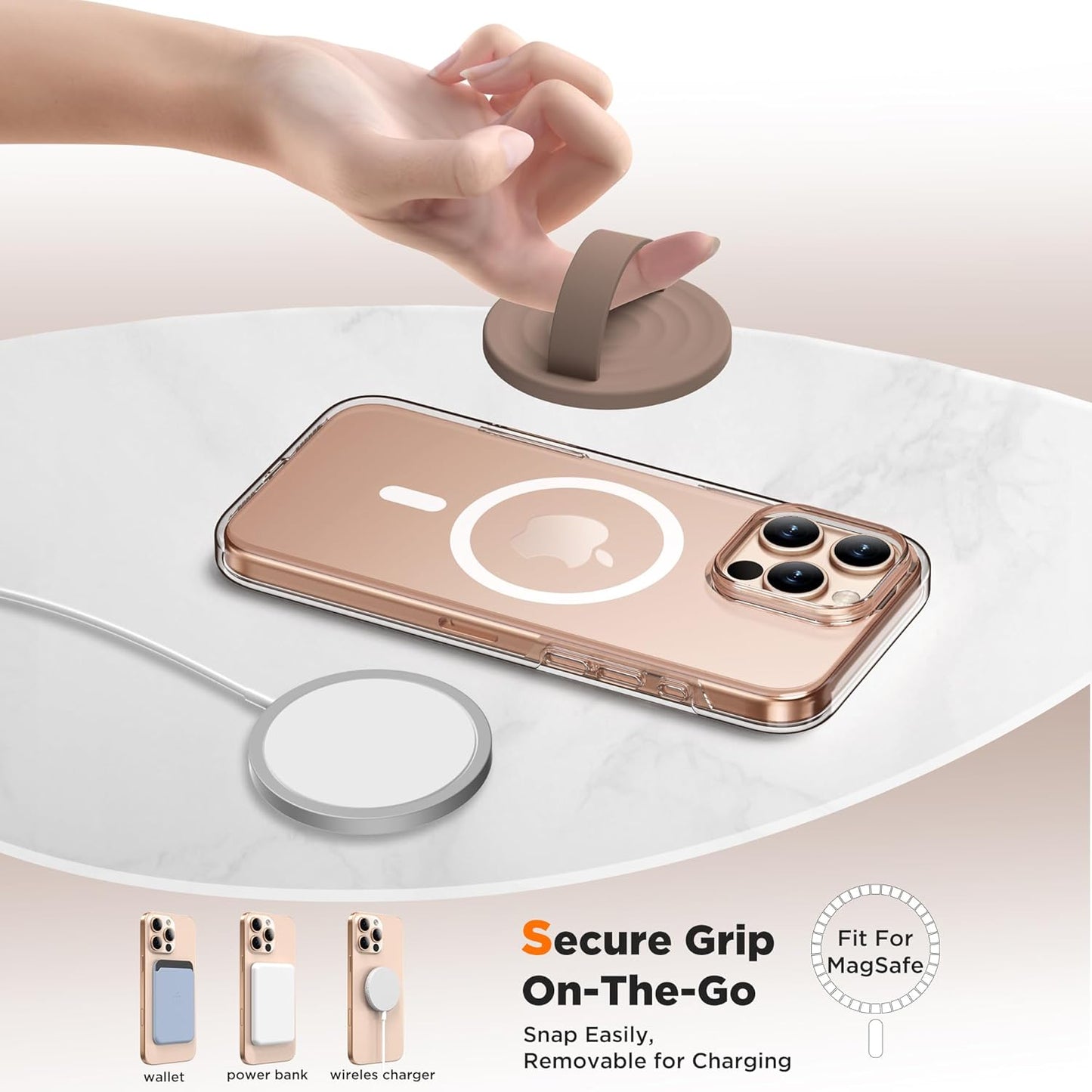 COFFKER 17/16/15/14/13/12 Magnetic Phone Grip Ring Holder, Liquid Silicone Magnet Cell Phone Grip Finger Loop