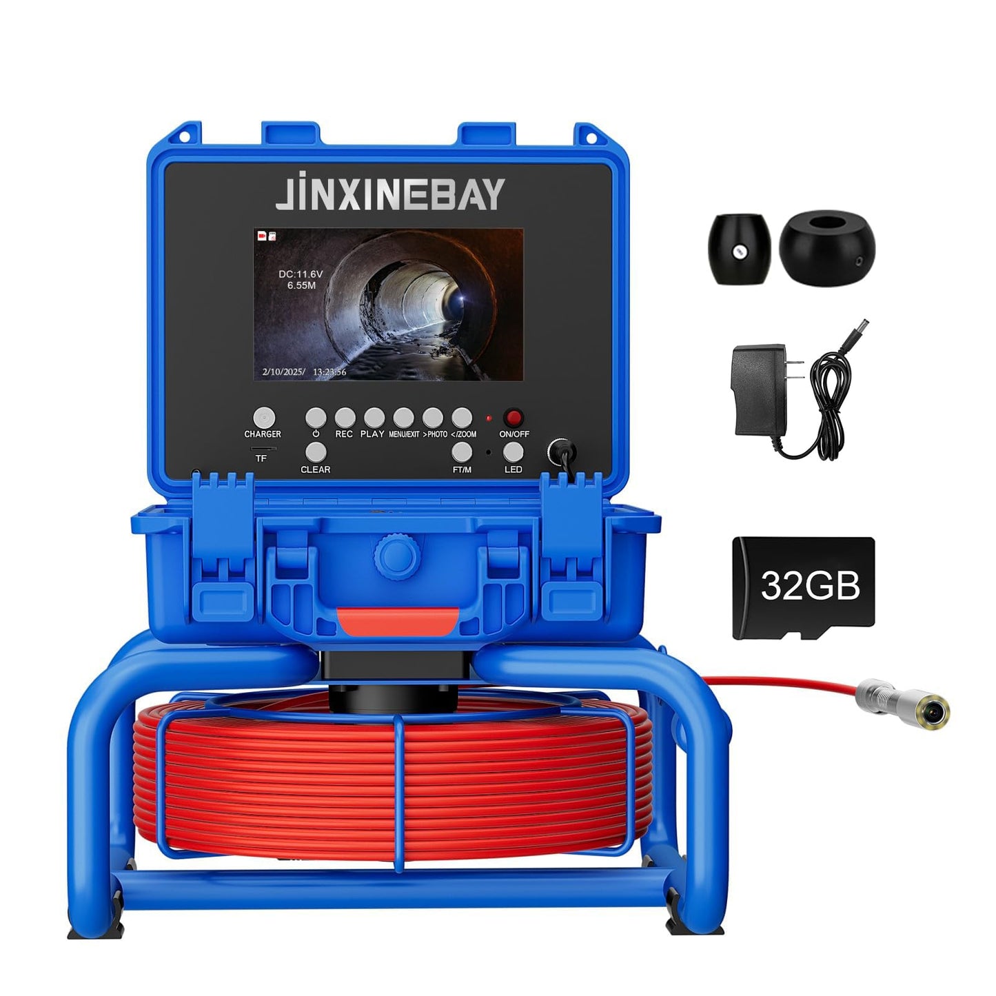 Sewer Camera with 18mm 512hz Transmit,Pipe Inspection Camera 7" DVR Waterproof IP68 Borescope Plumbing Drain Endoscope 32GB Card for Home Wall Duct Drain Pipe Plumbing