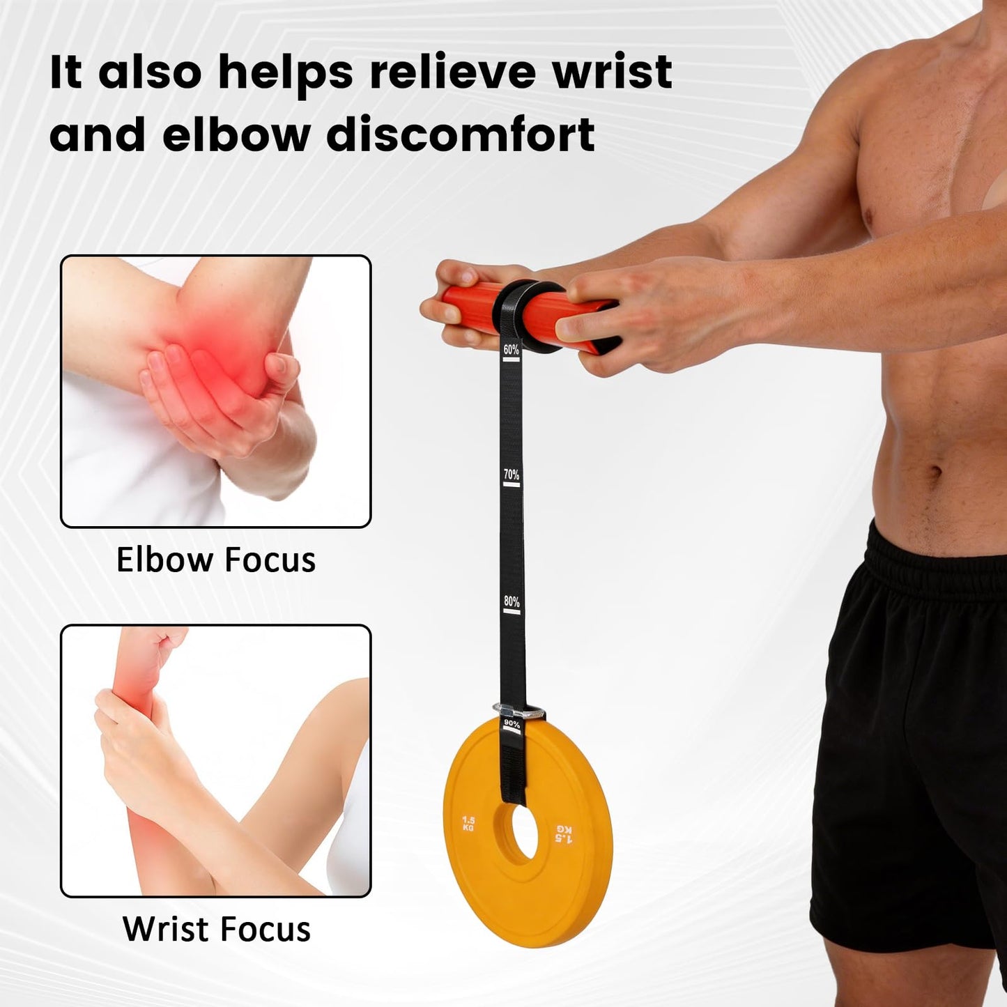 LIZAAL Forearm Strengthener & Wrist Roller，Forearm Exerciser with Thicker Silicone Handle, Forearm Trainer with Heavy-Duty Nylon Strap, Ideal for Muscle building,Grip Strength and Recovery Training - Red