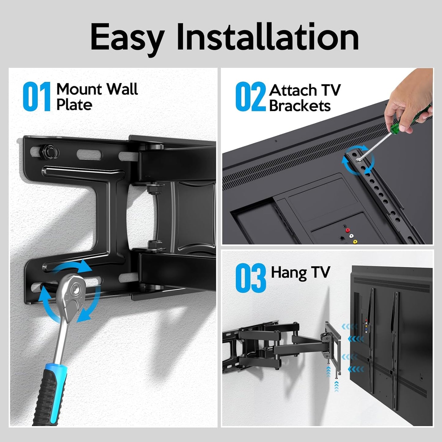 C-MOUNTS 26 65 Inch 400X400 110lbs,Fits 16" Full Motion TV Wall Mount Bracket with Articulating Dual Arm Swivel