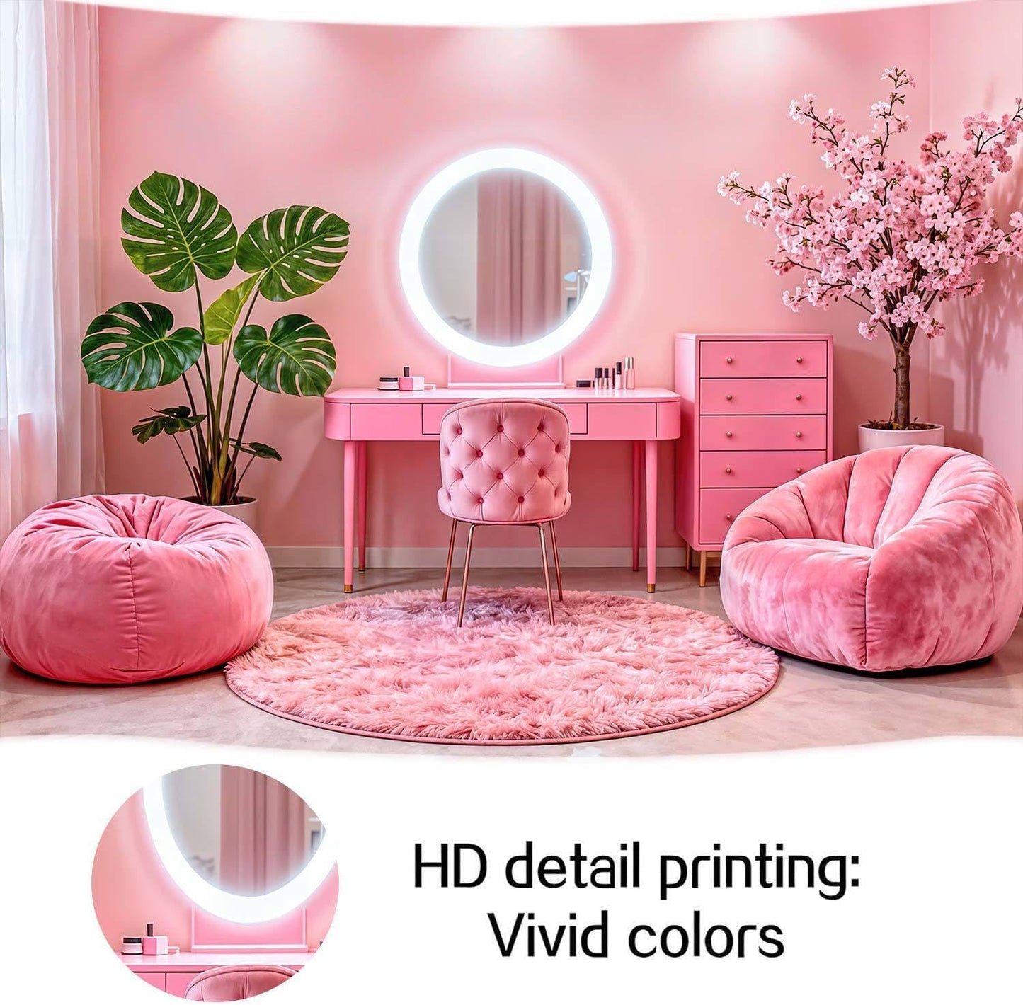VeiVian 10X8ft Pink Vanity Backdrop Virtual Home Photography Background for Video Recording Live Video Zoom Calls Photo