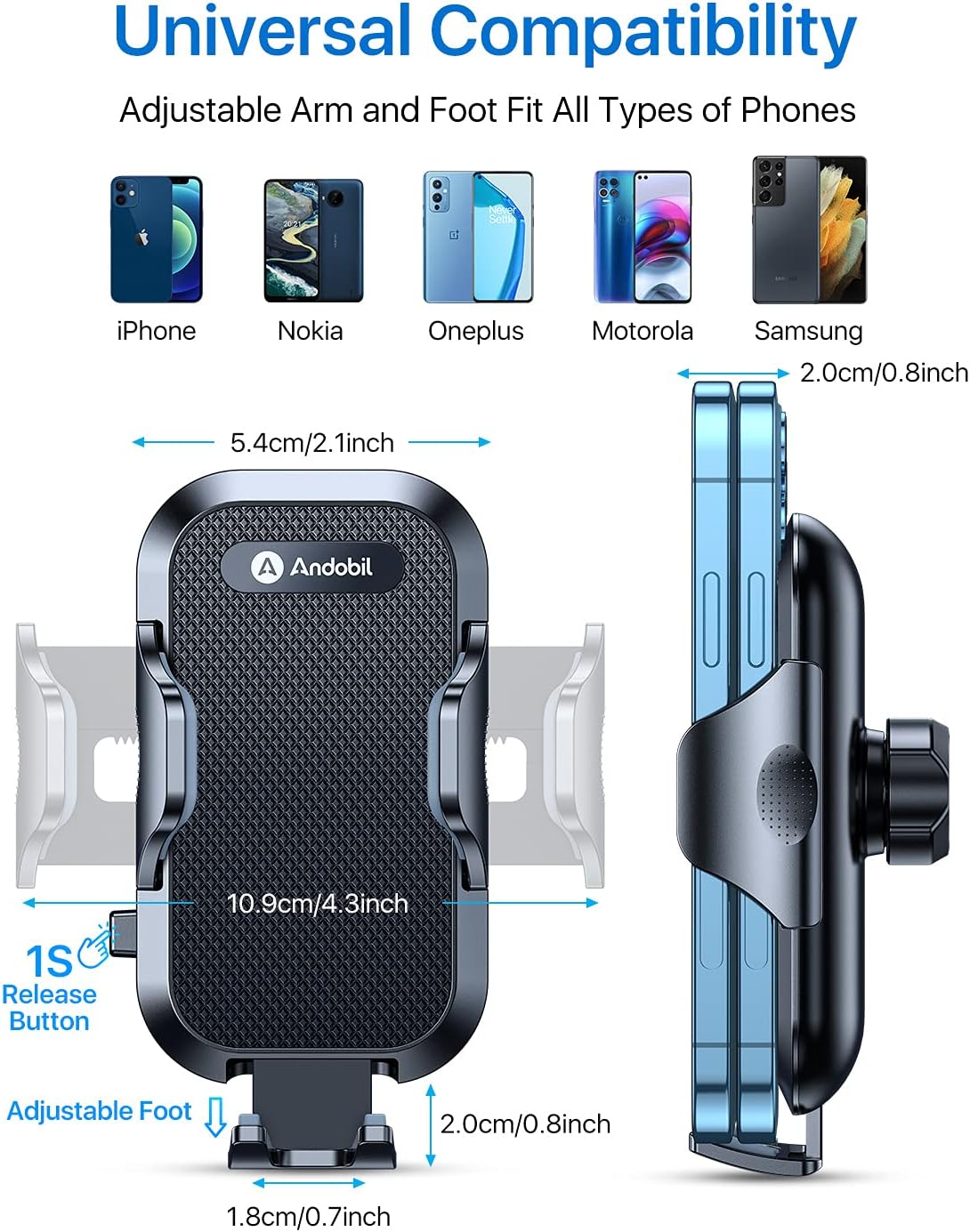 andobil 2026 17 15 14 13 S26 S25 Upgraded Car Phone Holder Mount for Vent, Military Sturdy Metal Clip Air Vent Phone