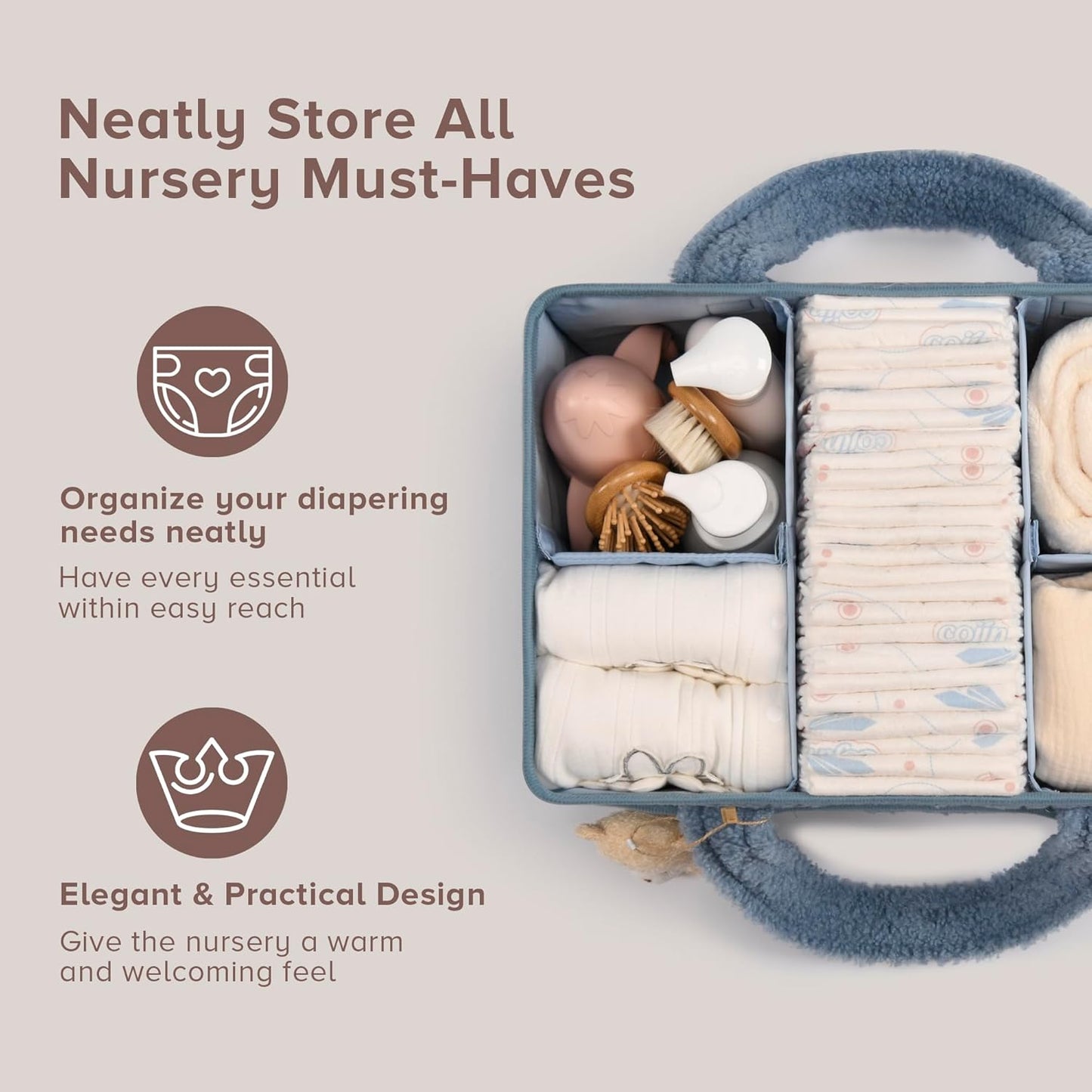PeraBella Baby Diaper Caddy Organizer - Portable Storage Basket for Newborn Essentials | Perfect Shower Gift