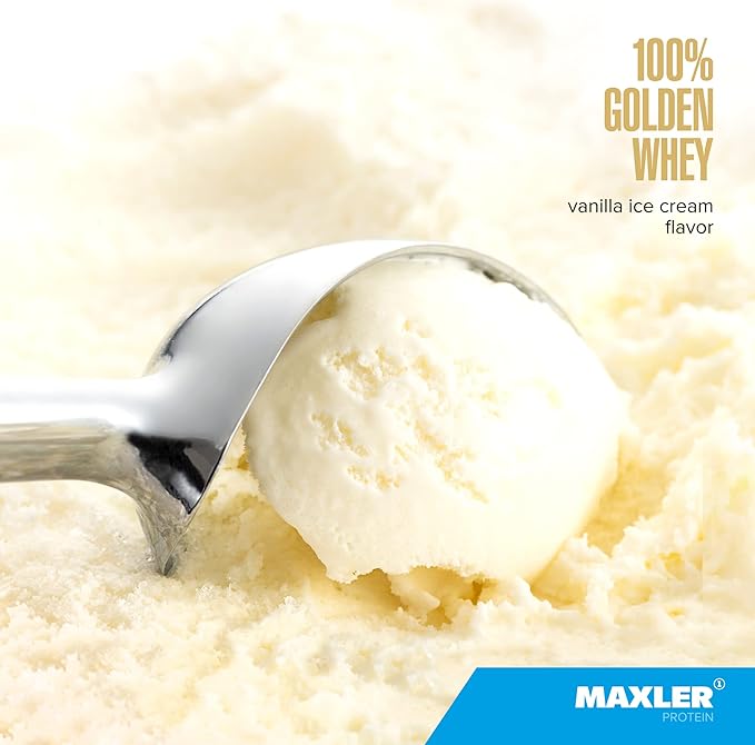 Maxler 100% Golden Whey Protein - 24g of Protein per Serving - Premium Whey Protein Powder for Pre Post Workout - Fast-Absorbing Whey Concentrate, Isolate & Hydrolysate Blend - Vanilla Ice Cream 5 lb