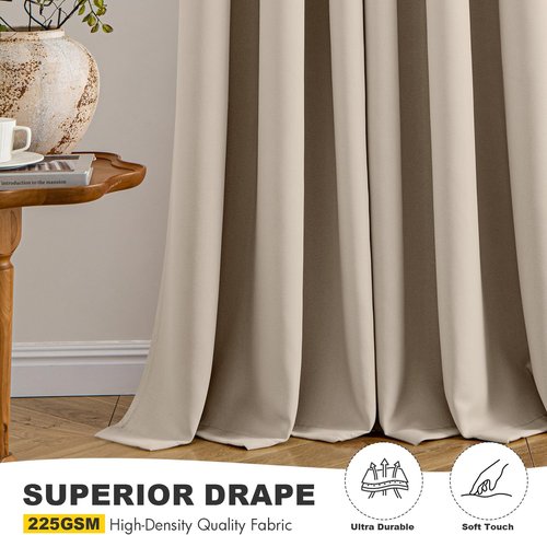 MIULEE Taupe Blackout Curtains - Thermal Insulated Room Darkening Drapes | 63 Inch, 2 Panels