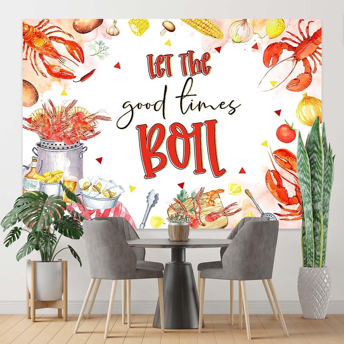 Joliaco (10x7ft) Crawfish Boil Theme Backdrop Seafood Boil Any Occasion Birthday Photography Background Let The Good