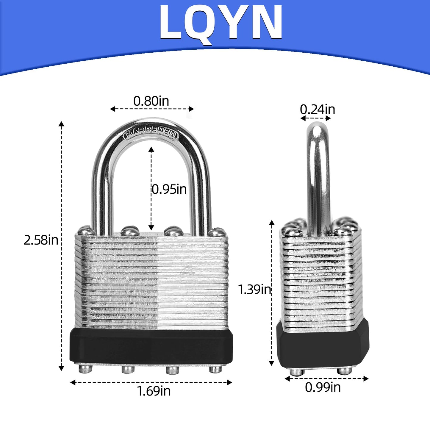 Padlocks with Same Key, LQYN 100 Pcs Laminated Keyed Padlock (1-9/16", 40mm), Keyed Alike Locks, Normal Shackle, for Storage Locker, Hasp Latch, Toolbox, Sheds