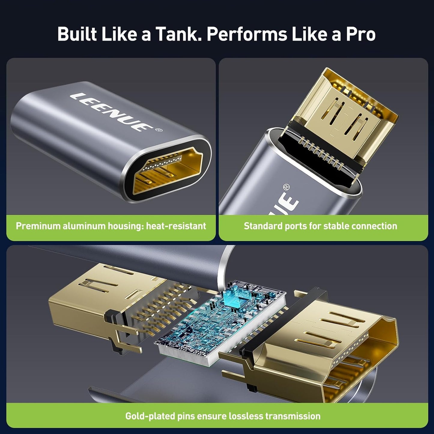 LEENUE 8K 2.1 8K@60Hz 4K@120Hz 2 Pack, HDMI Coupler Female to Female Connector, HDMI Aluminum Adapter, Supports /