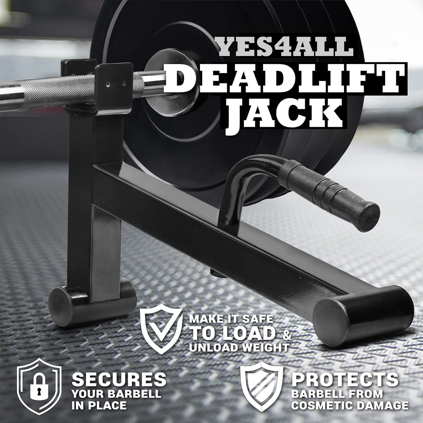 Yes4All Deadlift Jack/ Barbell Stand for Weight Training, Deadlift Exercises, Powerlifting, Suitable for Loading and Unloading Heavy Barbell Plates Black 20.13 x 12.2 x 4.5 inch, A. Black, 19.75 x 14.75 x 4.72 inches