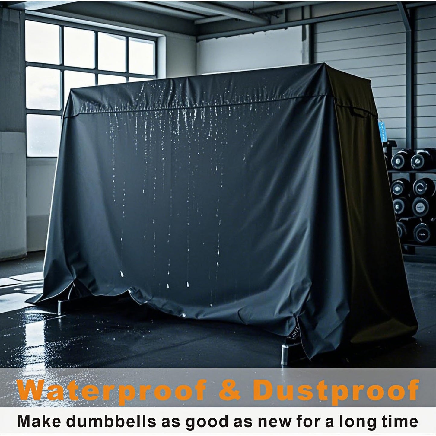 VeyoStories Dumbbell Rack Dust Cover, Outdoor Weight Rack Cover, Fits 3 Tier & Large Dumbbell Weight Rack, Waterproof &Dustproof, Protection for Your Dumbbell Weight Fitness Equipment.
