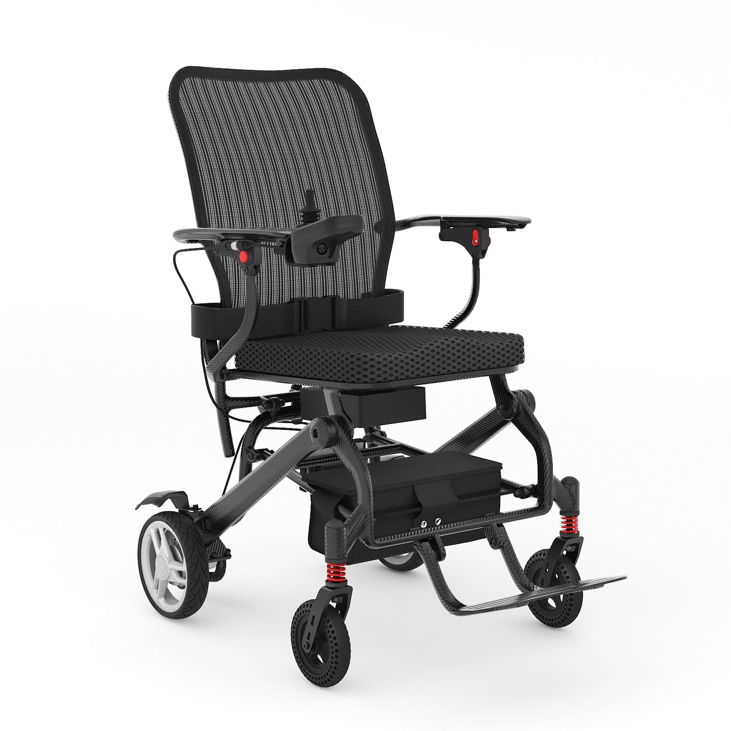 30lbs Carbon Fiber Electric Wheelchair for Adults, 15 Miles Ultra Lightweight Foldable Motorized Wheelchair,Intelligent Travel Power Wheelchair, Portable Airline Approved,Black