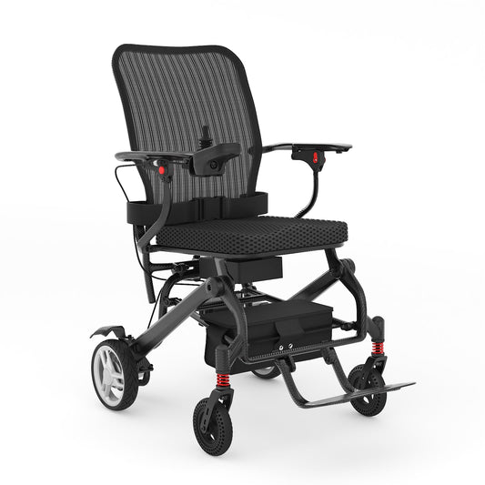 30lbs Carbon Fiber Electric Wheelchair for Adults, 15 Miles Ultra Lightweight Foldable Motorized Wheelchair,Intelligent Travel Power Wheelchair, Portable Airline Approved,Black